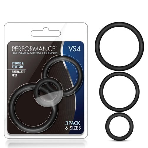 Blush Novelties - Performance VS4 Pure Premium Silicone Cock Ring Set (Black) -  Silicone Cock Ring (Non Vibration)  Durio.sg