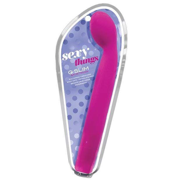 Blush Novelties - Sexy Things G Slim Satin Touch Vibrator (Pink) -  G Spot Dildo (Vibration) Non Rechargeable  Durio.sg