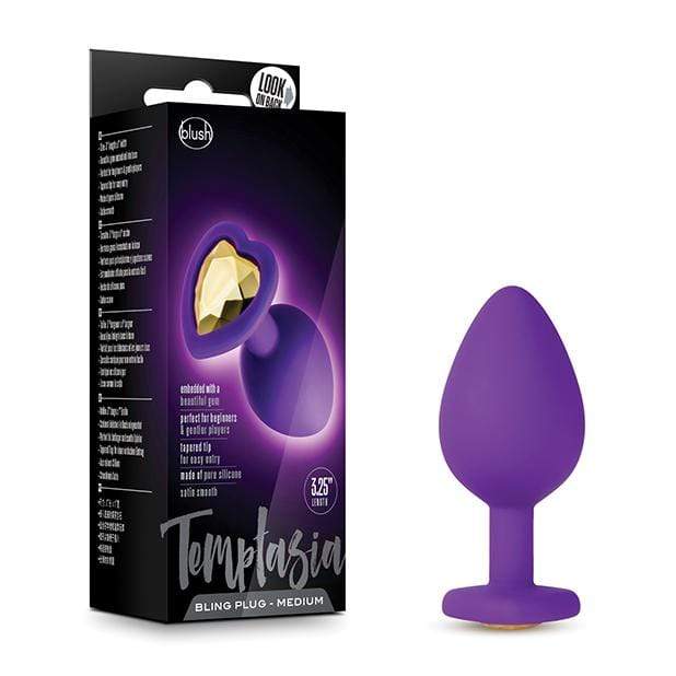 Blush Novelties - Temptasia Bling Anal Plug with Gem Medium (Purple) -  Anal Plug (Non Vibration)  Durio.sg