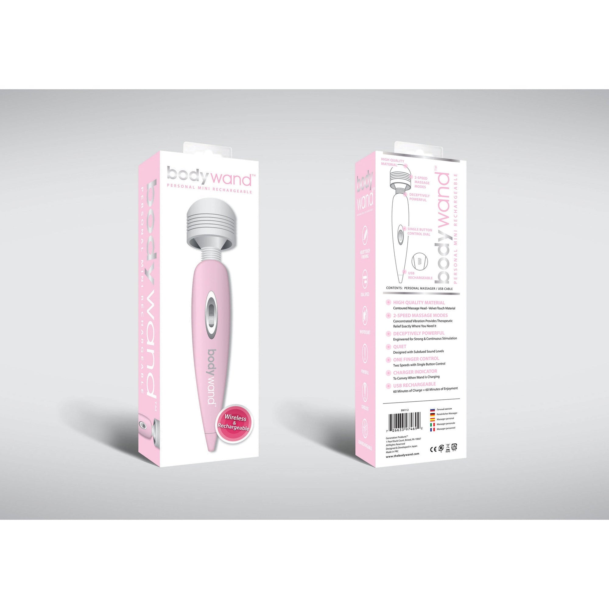 Bodywand - Rechargeable USB Wand Massager (Pink) -  Wand Massagers (Vibration) Rechargeable  Durio.sg