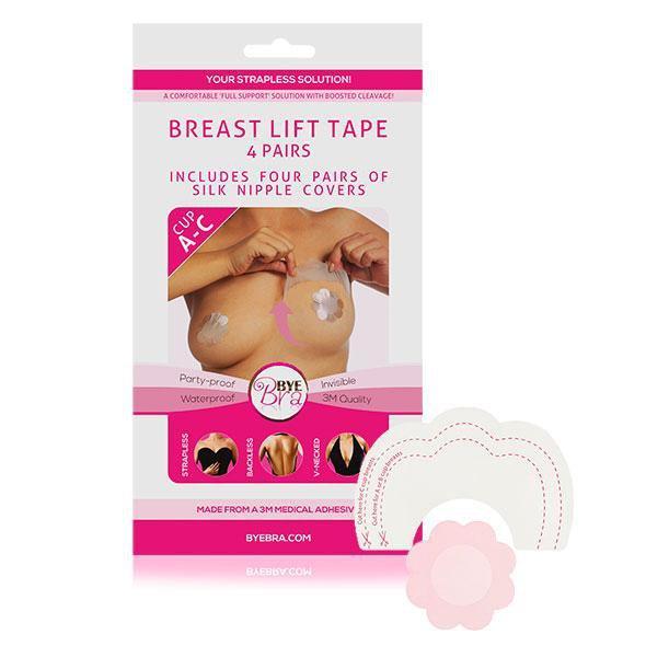Bye Bra - Breast Lift Tape with Silk Nipple Covers Cup A-C 4 Pairs (Nude) -  Costumes  Durio.sg