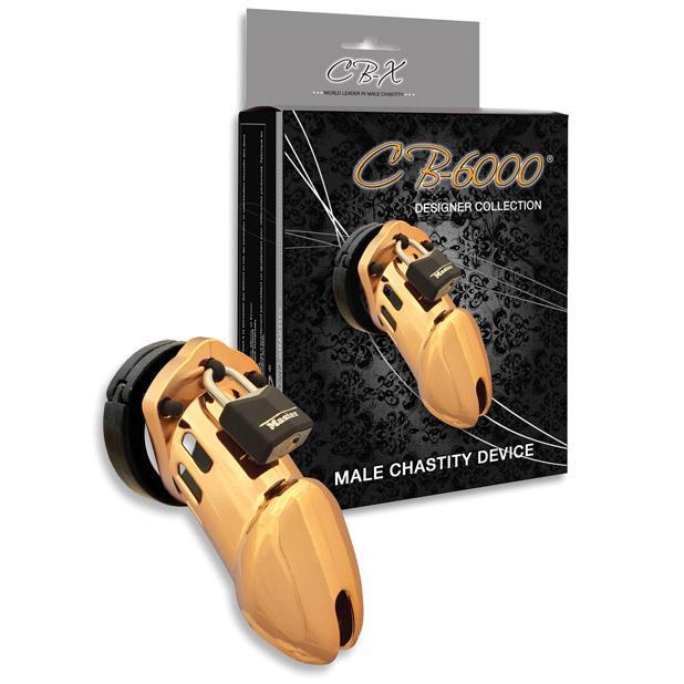 CBX - CB-6000 Male Chastity Device 3.25&quot; (Gold) -  Metal Cock Cage (Non Vibration)  Durio.sg