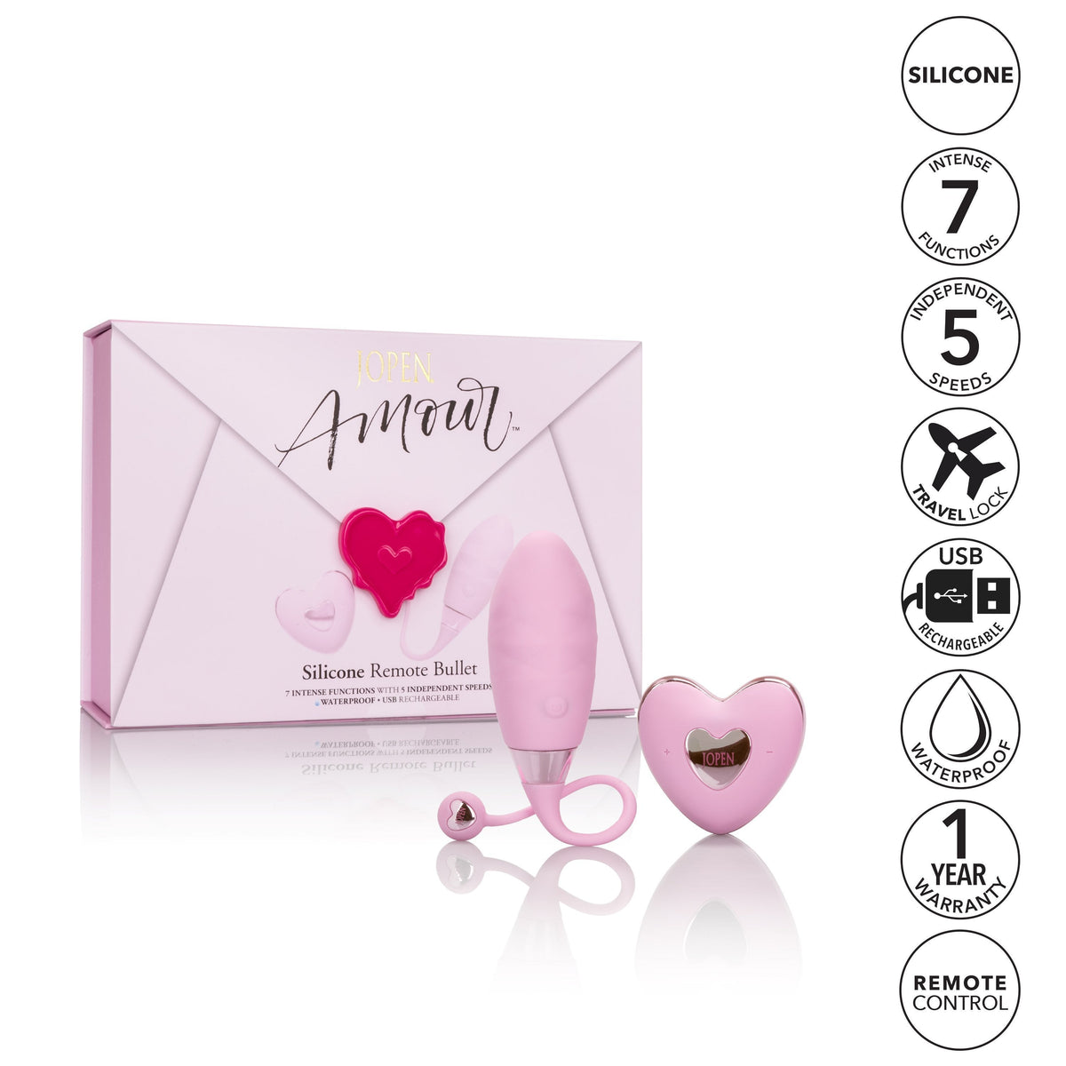 Calexotics - Amour Silicone Remote Egg Bullet Vibrator (Pink) -  Wireless Remote Control Egg (Vibration) Rechargeable  Durio.sg