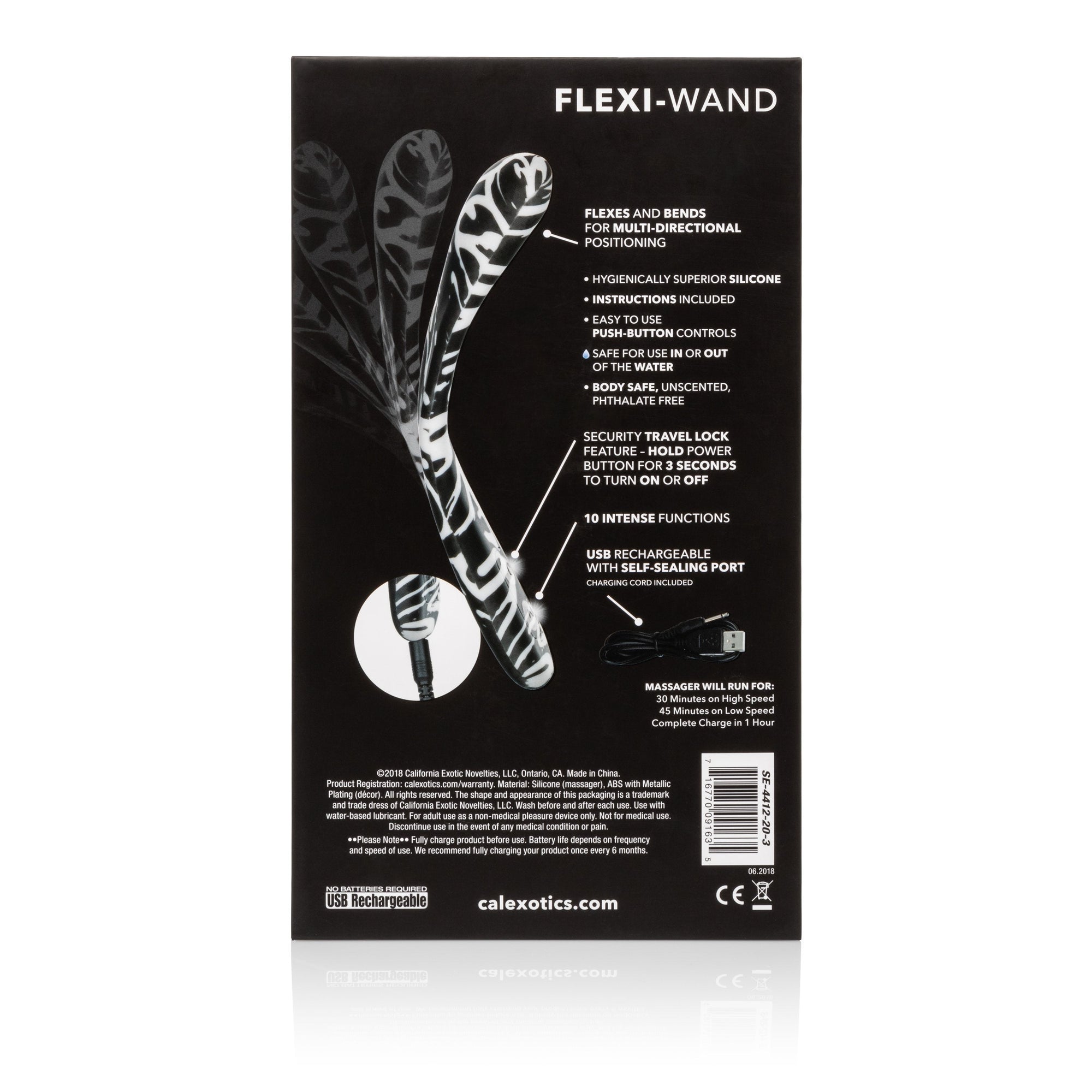 Calexotics - Hype Flexi Bendable G-Spot Wand (Multicolor) -  G Spot Dildo (Vibration) Rechargeable  Durio.sg