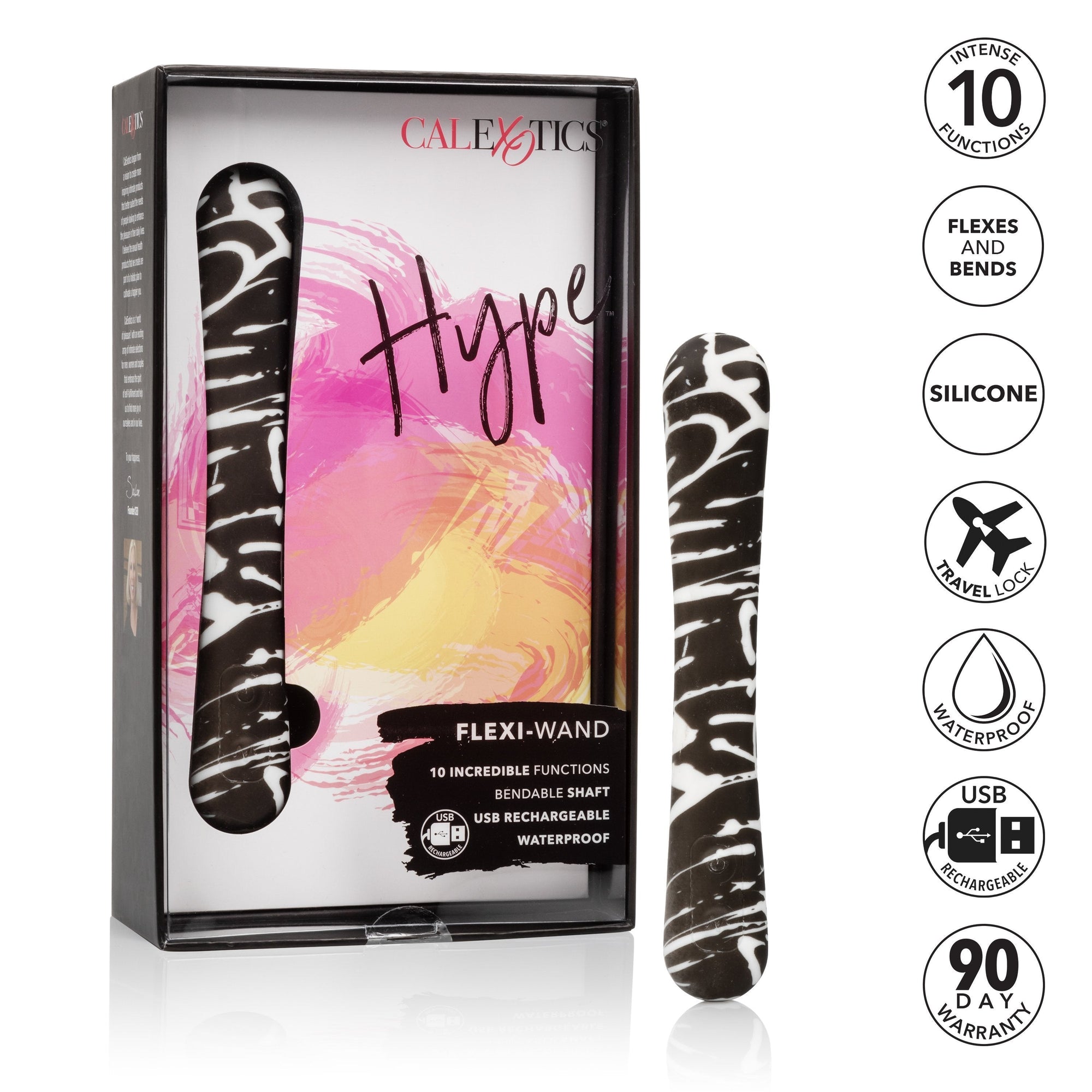 Calexotics - Hype Flexi Bendable G-Spot Wand (Multicolor) -  G Spot Dildo (Vibration) Rechargeable  Durio.sg