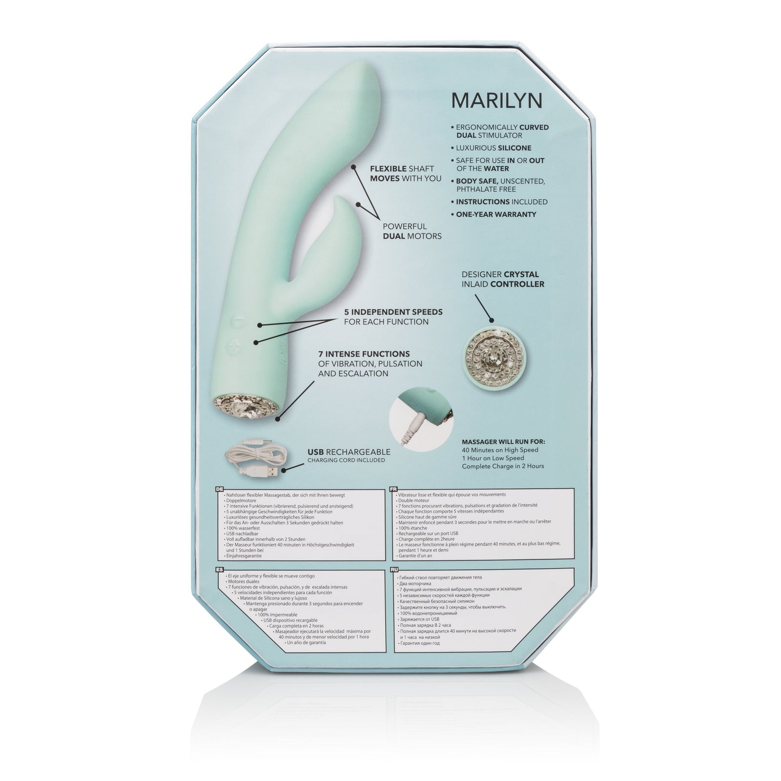 Calexotics - Pave Silicone Rabbit Vibrator Marilyn (Blue) -  Rabbit Dildo (Vibration) Rechargeable  Durio.sg