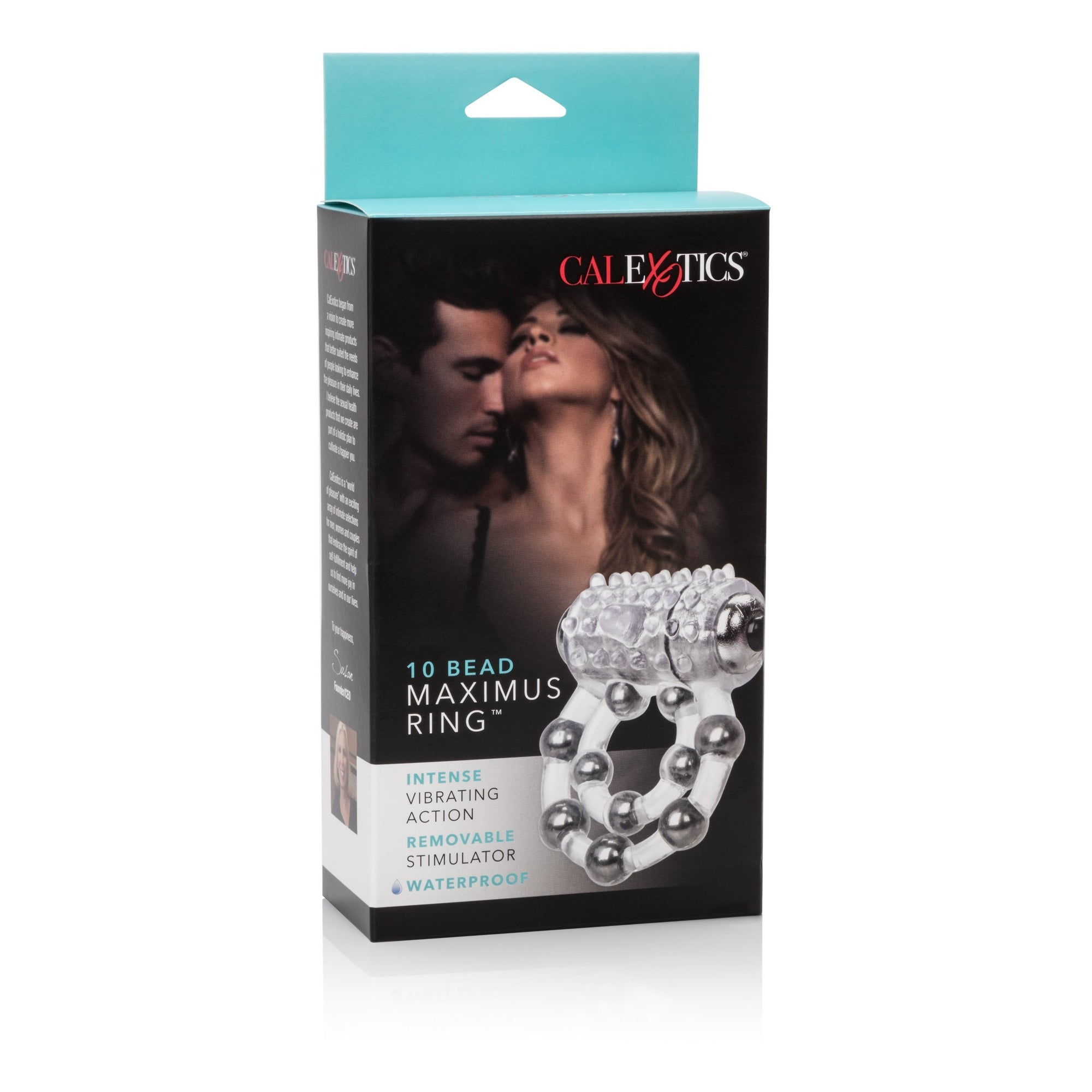 California Exotics - 10 Bead Maximus Cock Ring (White) -  Rubber Cock Ring (Vibration) Non Rechargeable  Durio.sg