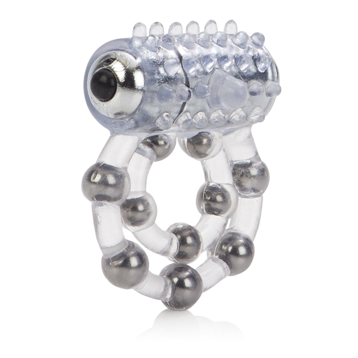 California Exotics - 10 Bead Maximus Cock Ring (White) -  Rubber Cock Ring (Vibration) Non Rechargeable  Durio.sg
