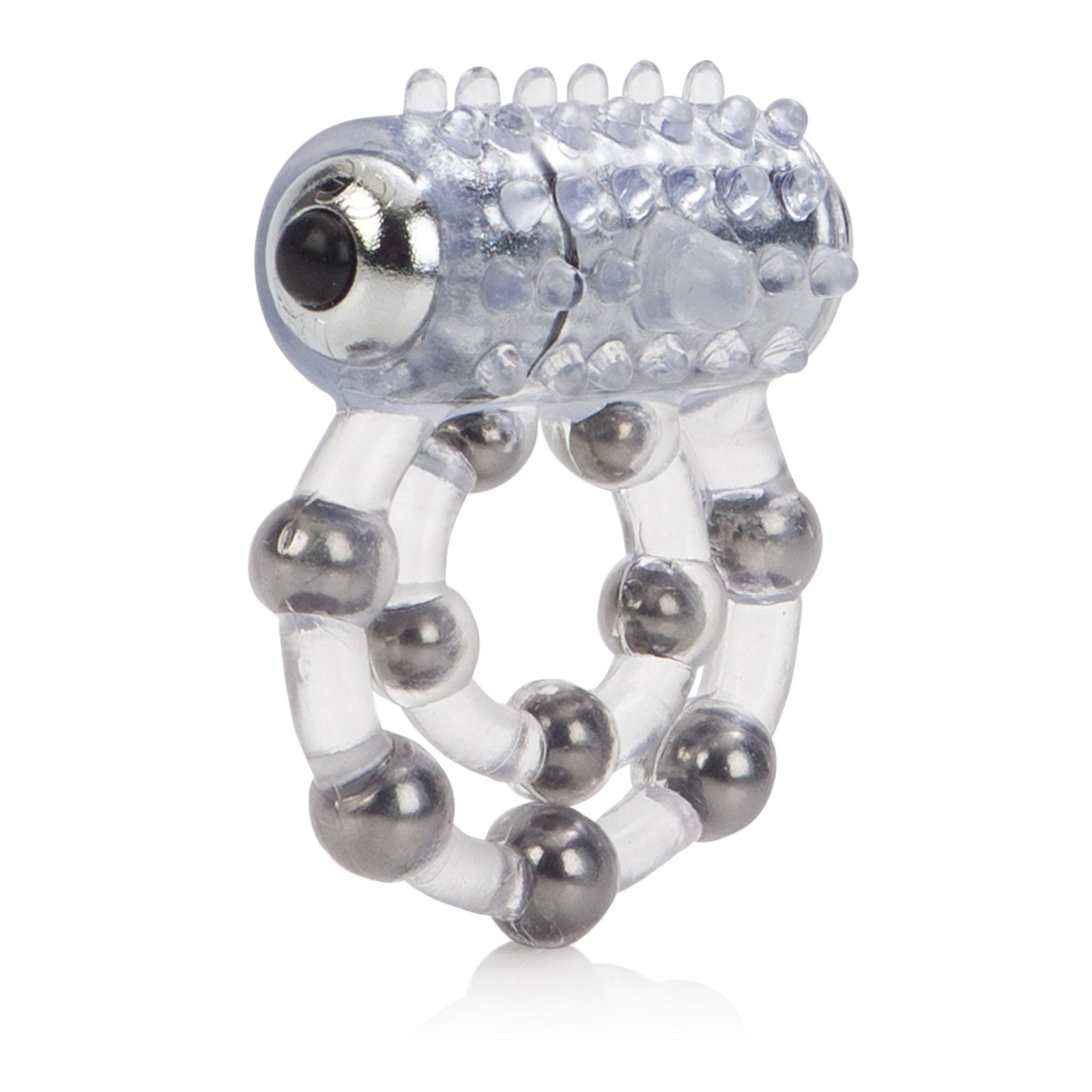 California Exotics - 10 Bead Maximus Cock Ring (White) -  Rubber Cock Ring (Vibration) Non Rechargeable  Durio.sg