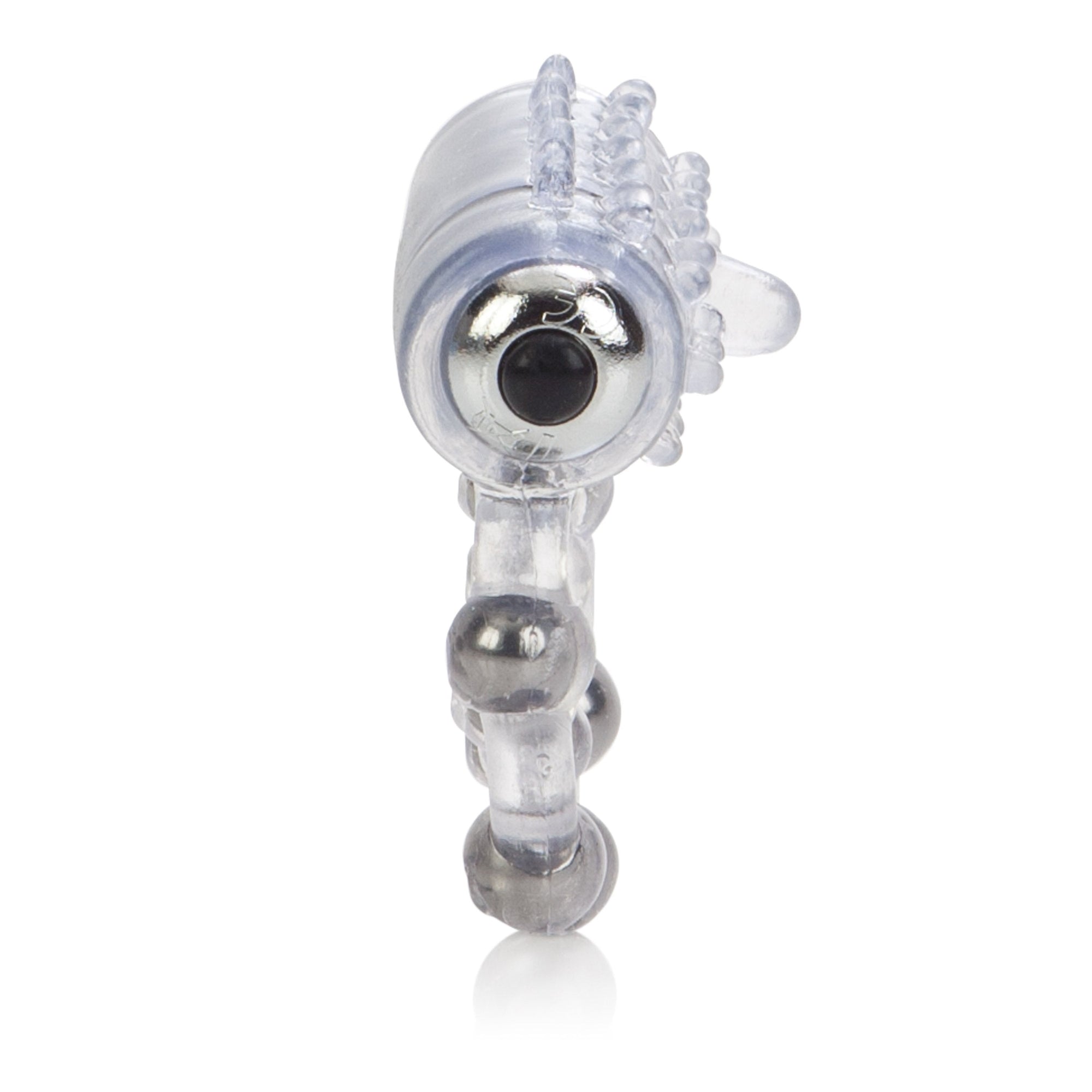 California Exotics - 10 Bead Maximus Cock Ring (White) -  Rubber Cock Ring (Vibration) Non Rechargeable  Durio.sg