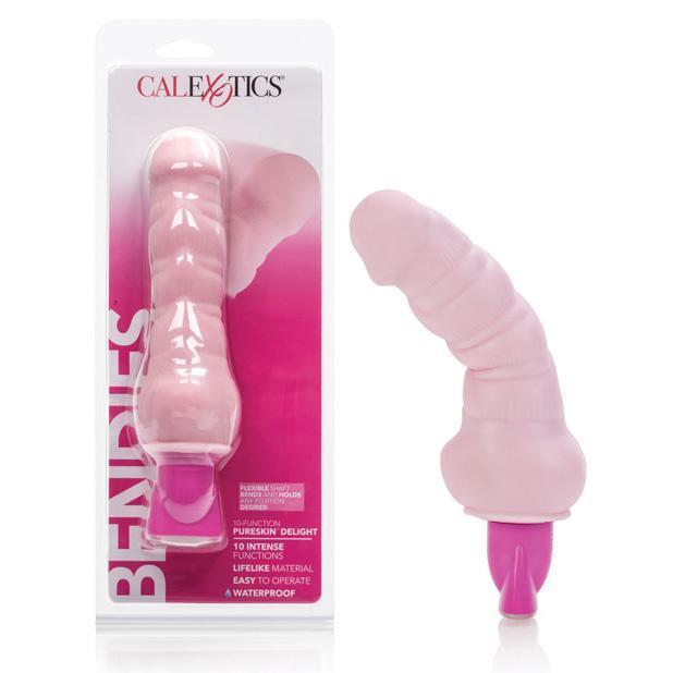 California Exotics - 10 Functions Pure Bendie Vibrator (Pink) -  Non Realistic Dildo w/o suction cup (Vibration) Non Rechargeable  Durio.sg
