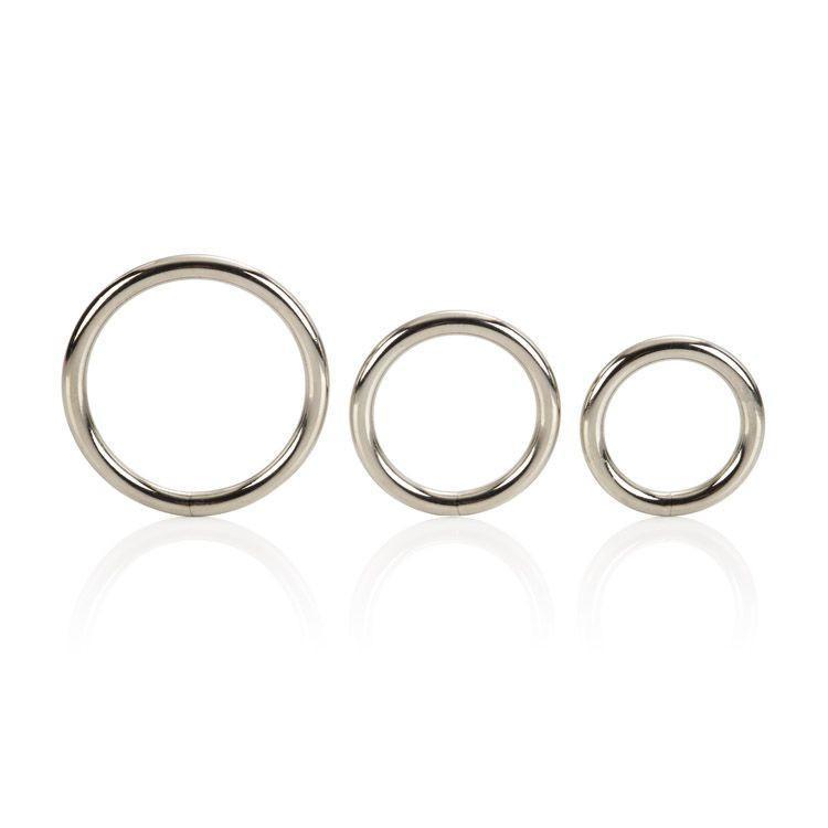 California Exotics - 3 Size Silver Ring Set -  Metal Cock Ring (Non Vibration)  Durio.sg