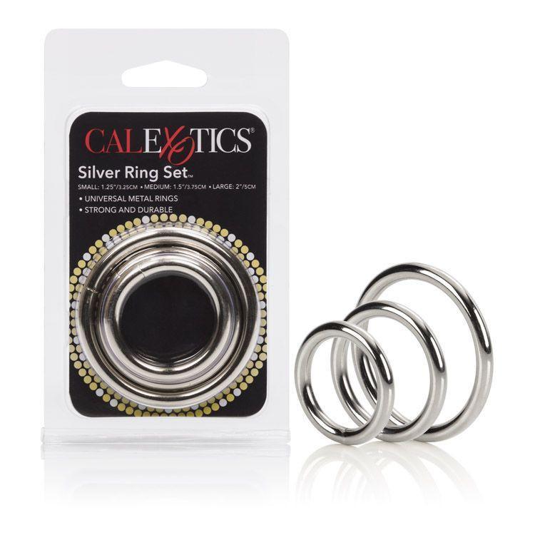 California Exotics - 3 Size Silver Ring Set -  Metal Cock Ring (Non Vibration)  Durio.sg
