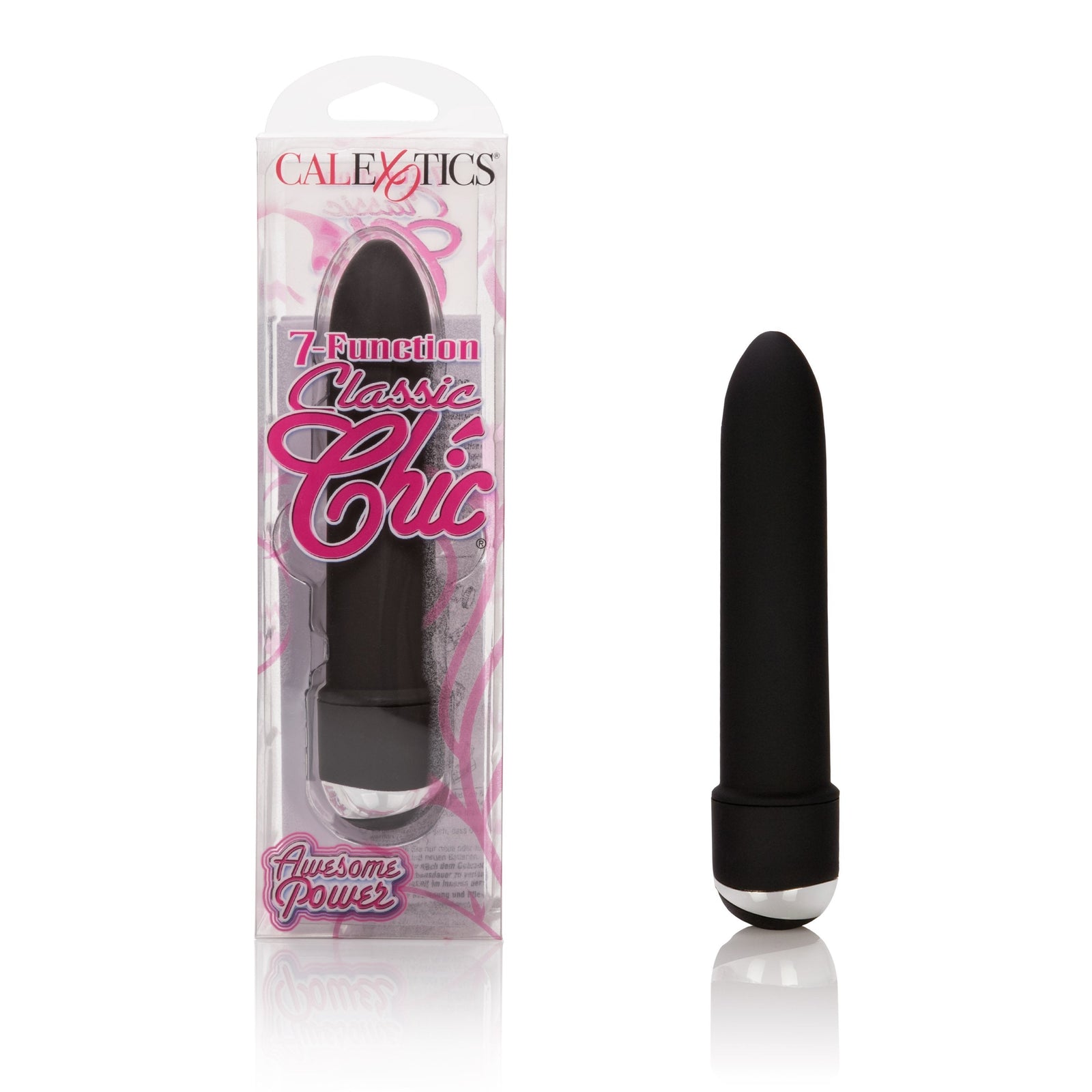California Exotics - 7 Function Classic Chic Awesome Power Mini Vibrator (Black) -  Non Realistic Dildo w/o suction cup (Vibration) Non Rechargeable  Durio.sg