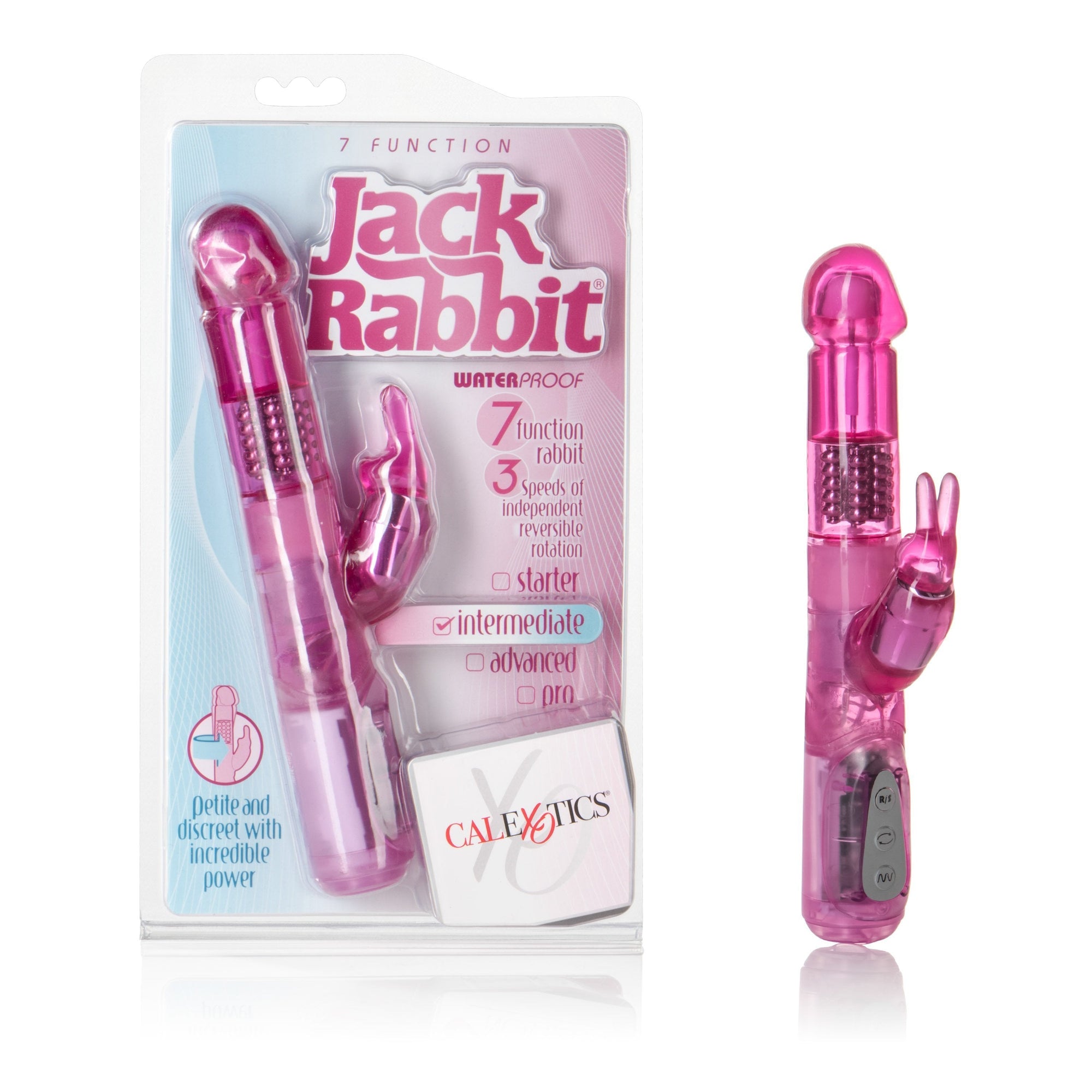 California Exotics - 7 Function Jack Rabbit 5 Rows Intermediate Vibrator (Pink) -  Rabbit Dildo (Vibration) Non Rechargeable  Durio.sg