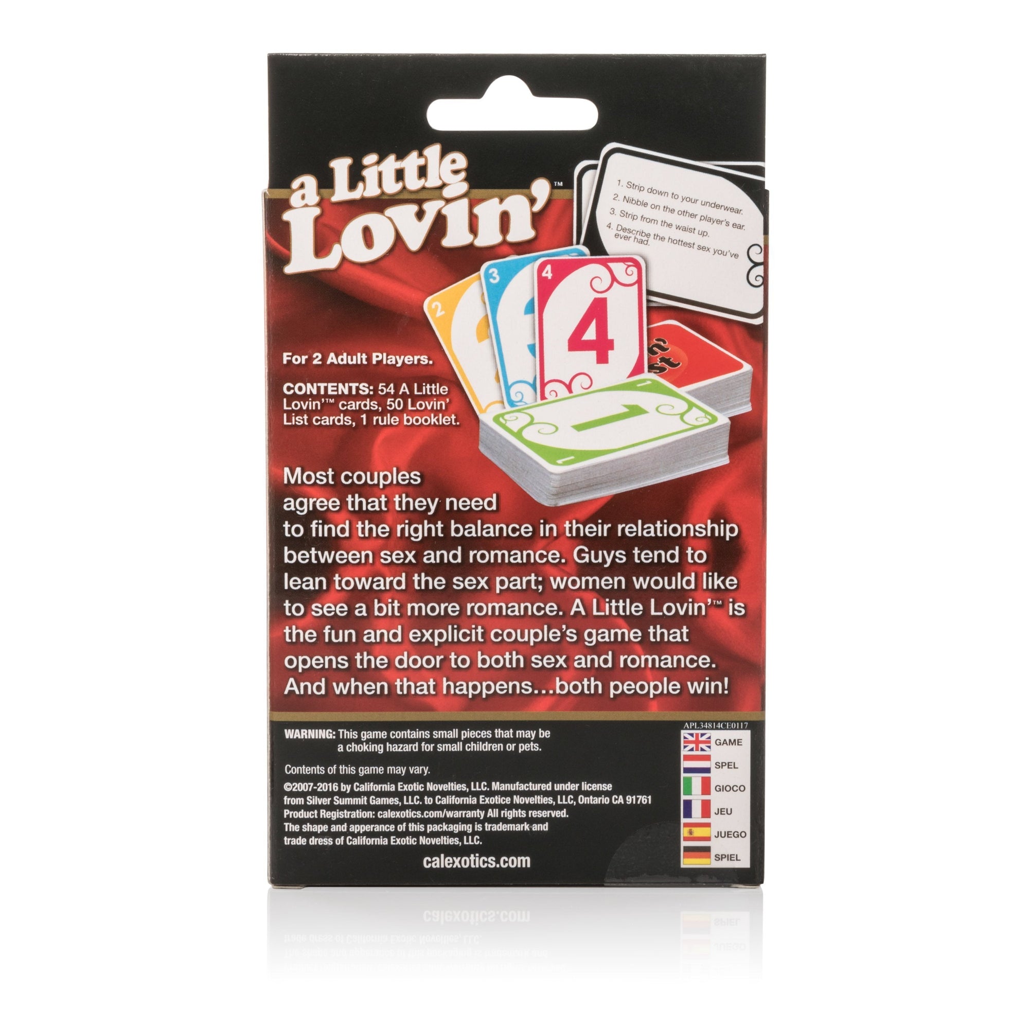 California Exotics - A Little Lovin' The Adult Card Game (Black) -  Games  Durio.sg
