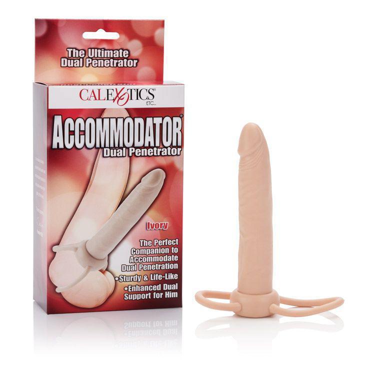 California Exotics - Accommodator Dual Penetrator Dildo (Beige) -  Double Dildo (Non Vibration)  Durio.sg