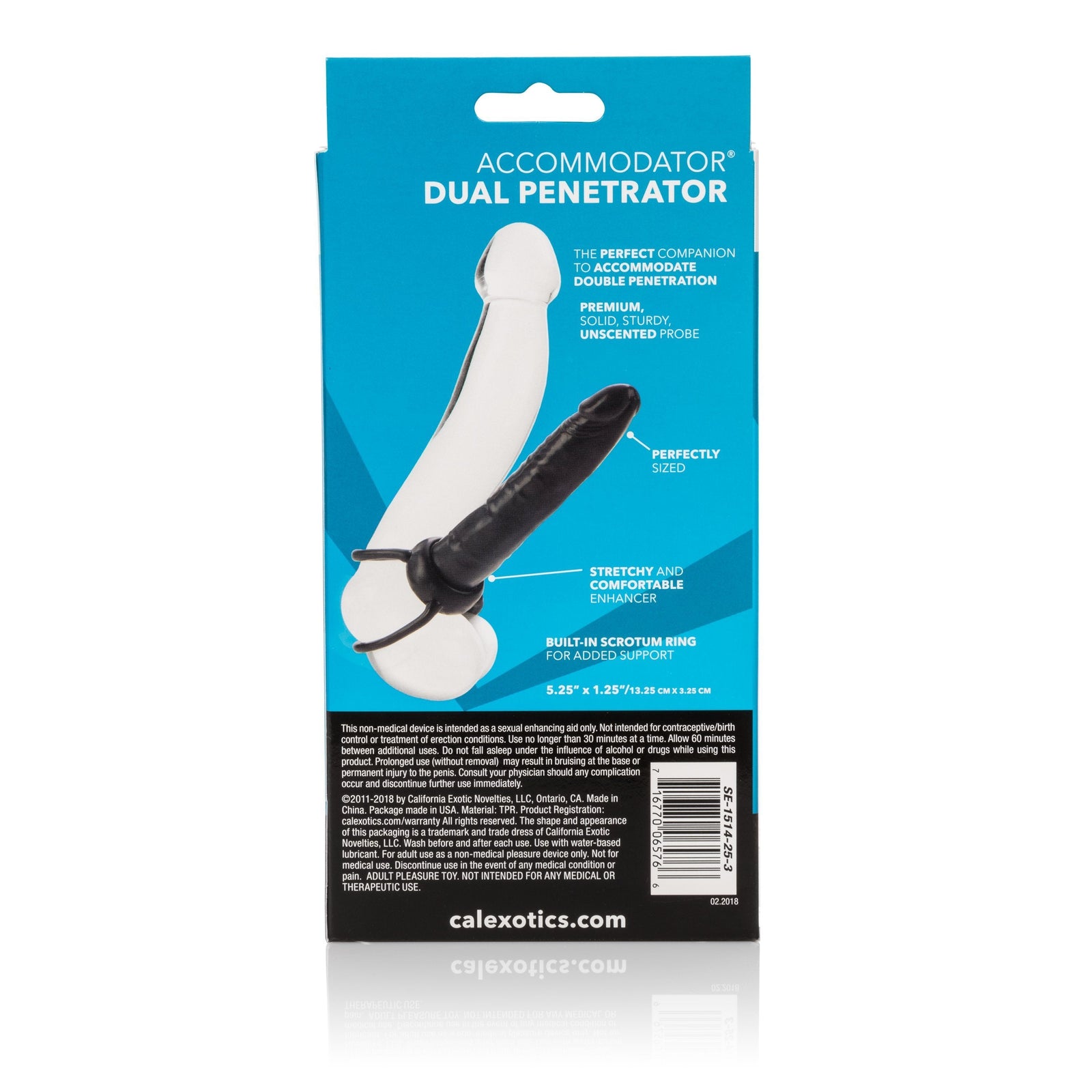California Exotics - Accommodator Dual Penetrator Dildo (Black) -  Double Dildo (Non Vibration)  Durio.sg