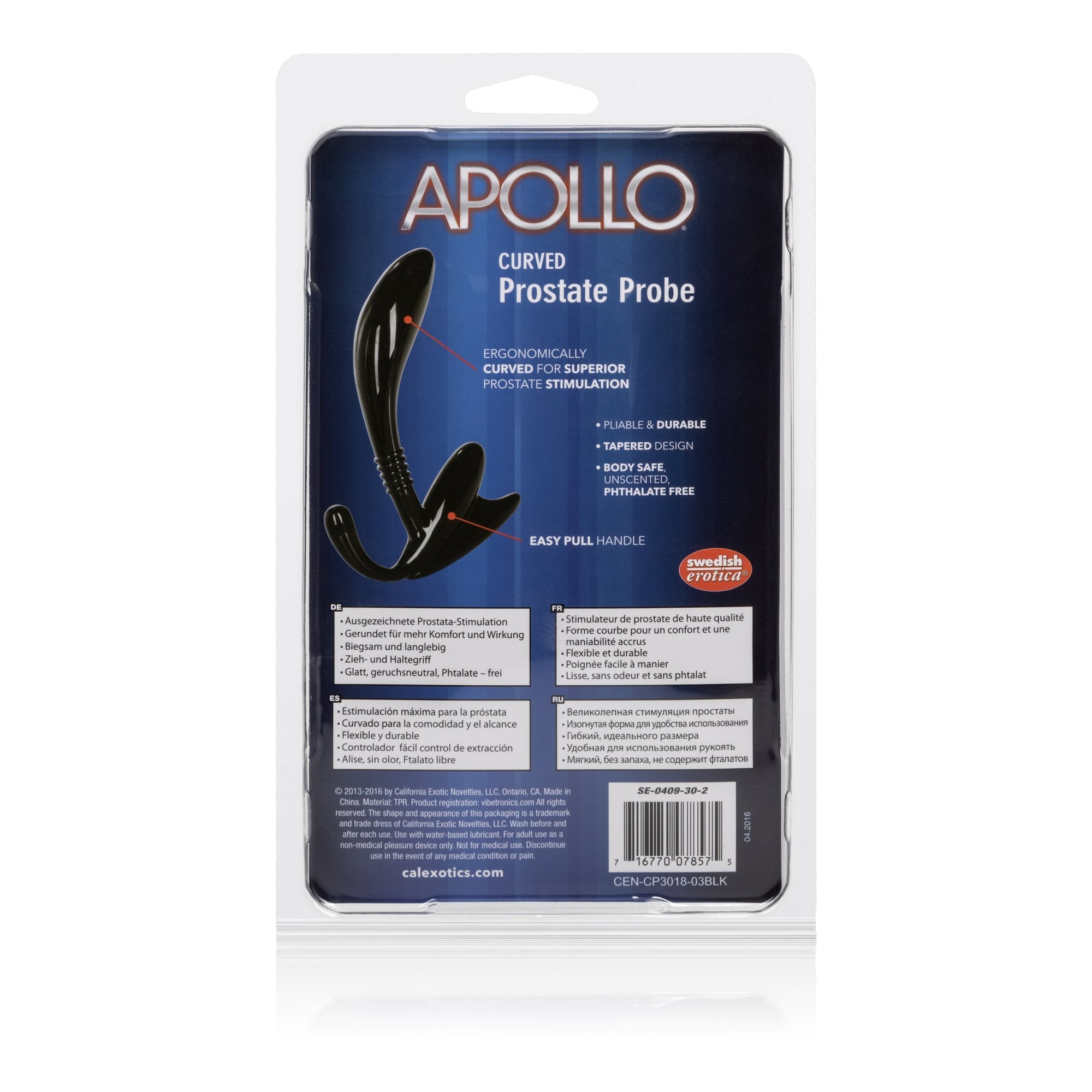 California Exotics - Apollo Curved Prostate Probe Massager (Black) -  Prostate Massager (Non Vibration)  Durio.sg