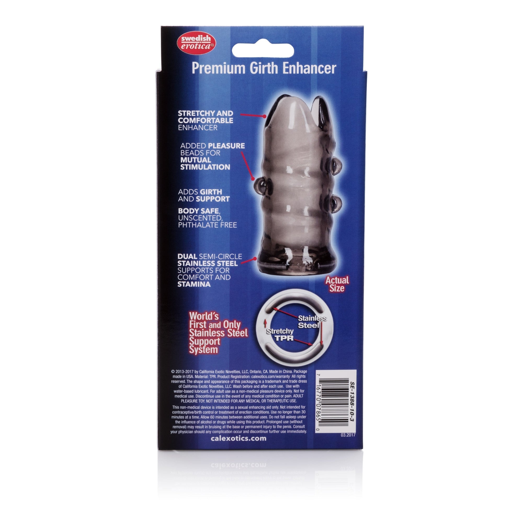 California Exotics - Apollo Premium Girth Enhancer Cock Sleeve (Grey) -  Cock Sleeves (Non Vibration)  Durio.sg