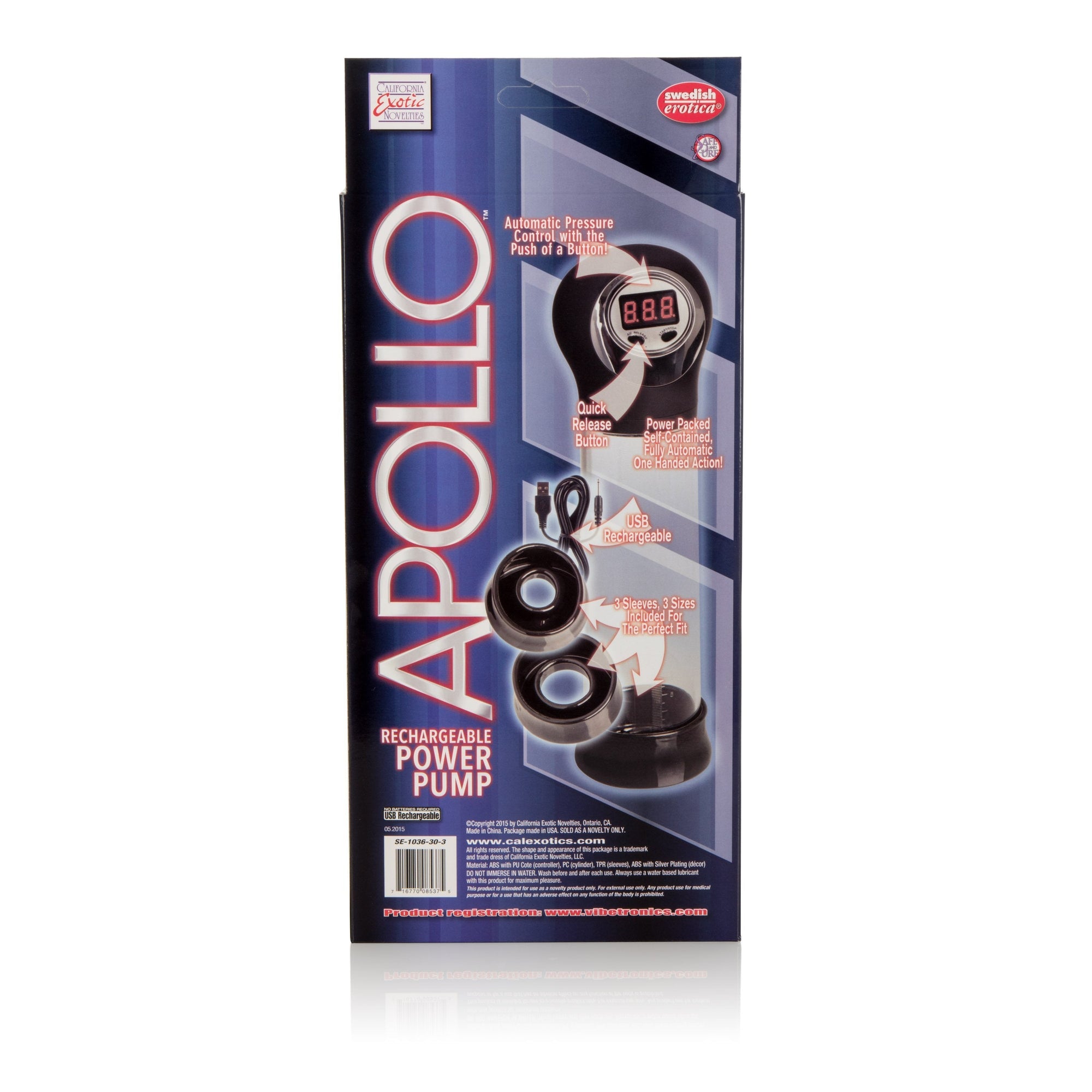 California Exotics - Apollo Rechargeable Power Penis Pump (Clear) -  Penis Pump (Non Vibration)  Durio.sg
