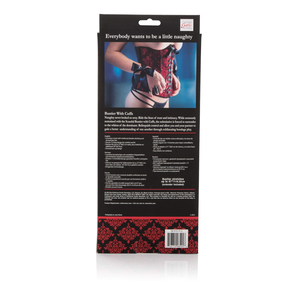 California Exotics - BDSM Scandal Bustier With Cuffs Restraint (Red) -  BDSM (Others)  Durio.sg