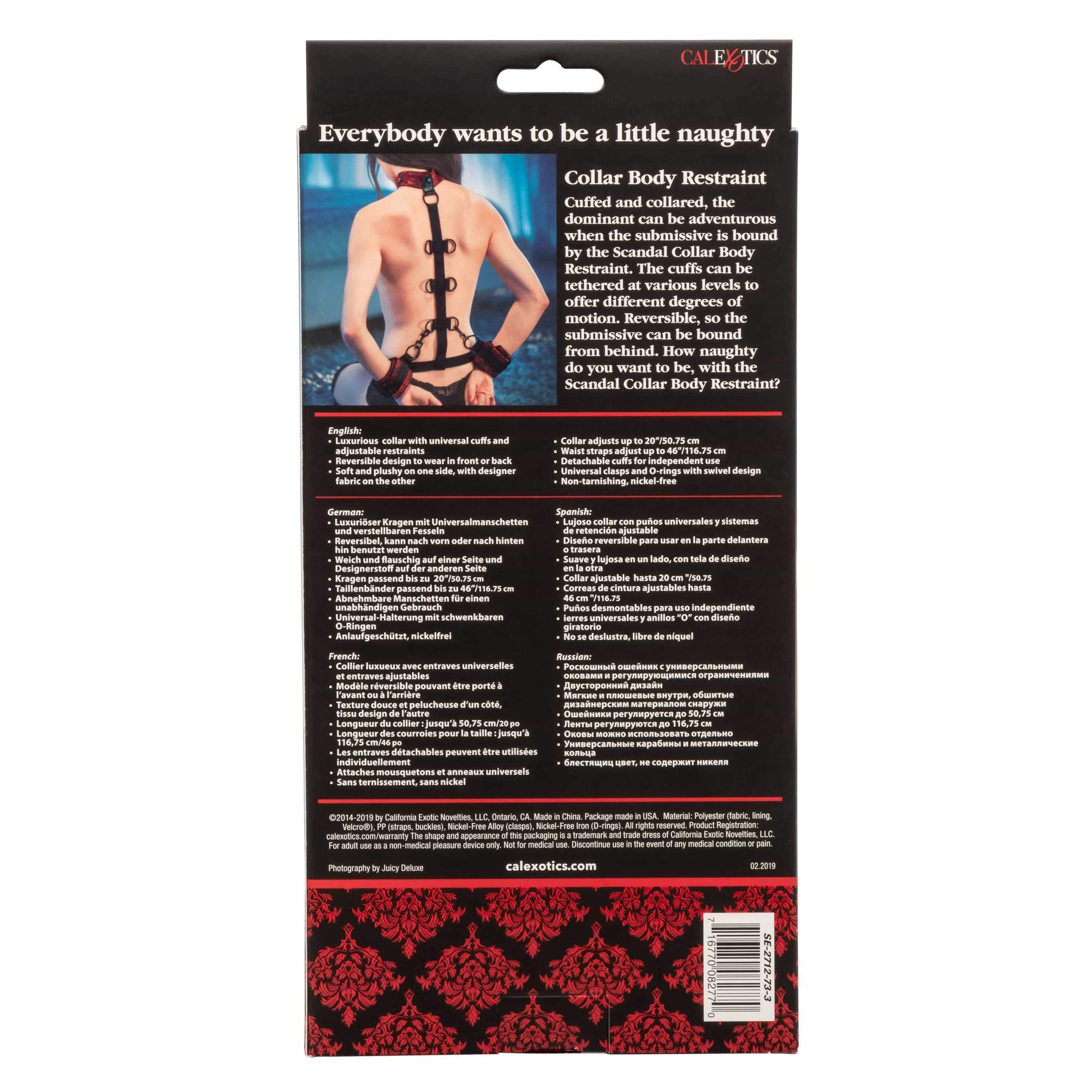 California Exotics - BDSM Scandal Collar Body Restraint (Black) -  Hand/Leg Cuffs  Durio.sg