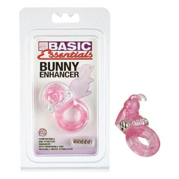 California Exotics - Basic Essentials Bunny Enhancer Cock Ring (Pink) -  Rubber Cock Ring (Vibration) Non Rechargeable  Durio.sg