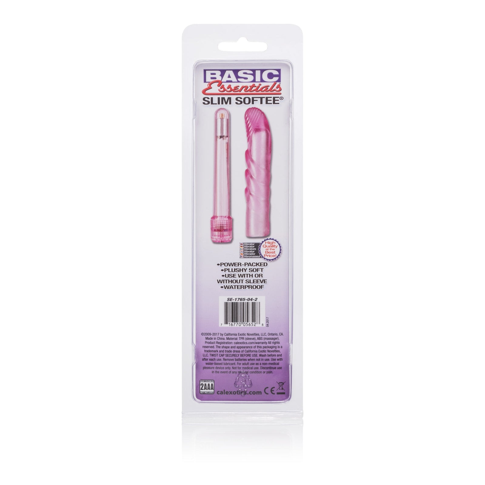 California Exotics - Basic Essentials Slim Softee G Spot Vibrator (Pink) -  G Spot Dildo (Vibration) Non Rechargeable  Durio.sg