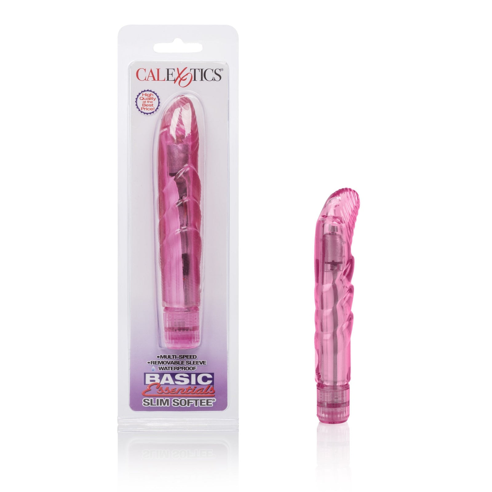 California Exotics - Basic Essentials Slim Softee G Spot Vibrator (Pink) -  G Spot Dildo (Vibration) Non Rechargeable  Durio.sg
