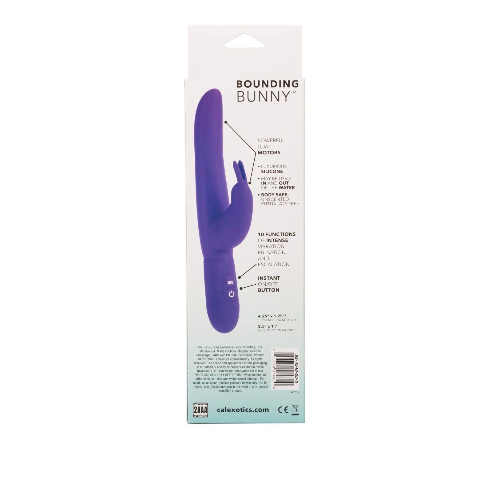 California Exotics - Bounding Bunny Rabbit Vibrator (Purple) -  Rabbit Dildo (Vibration) Non Rechargeable  Durio.sg