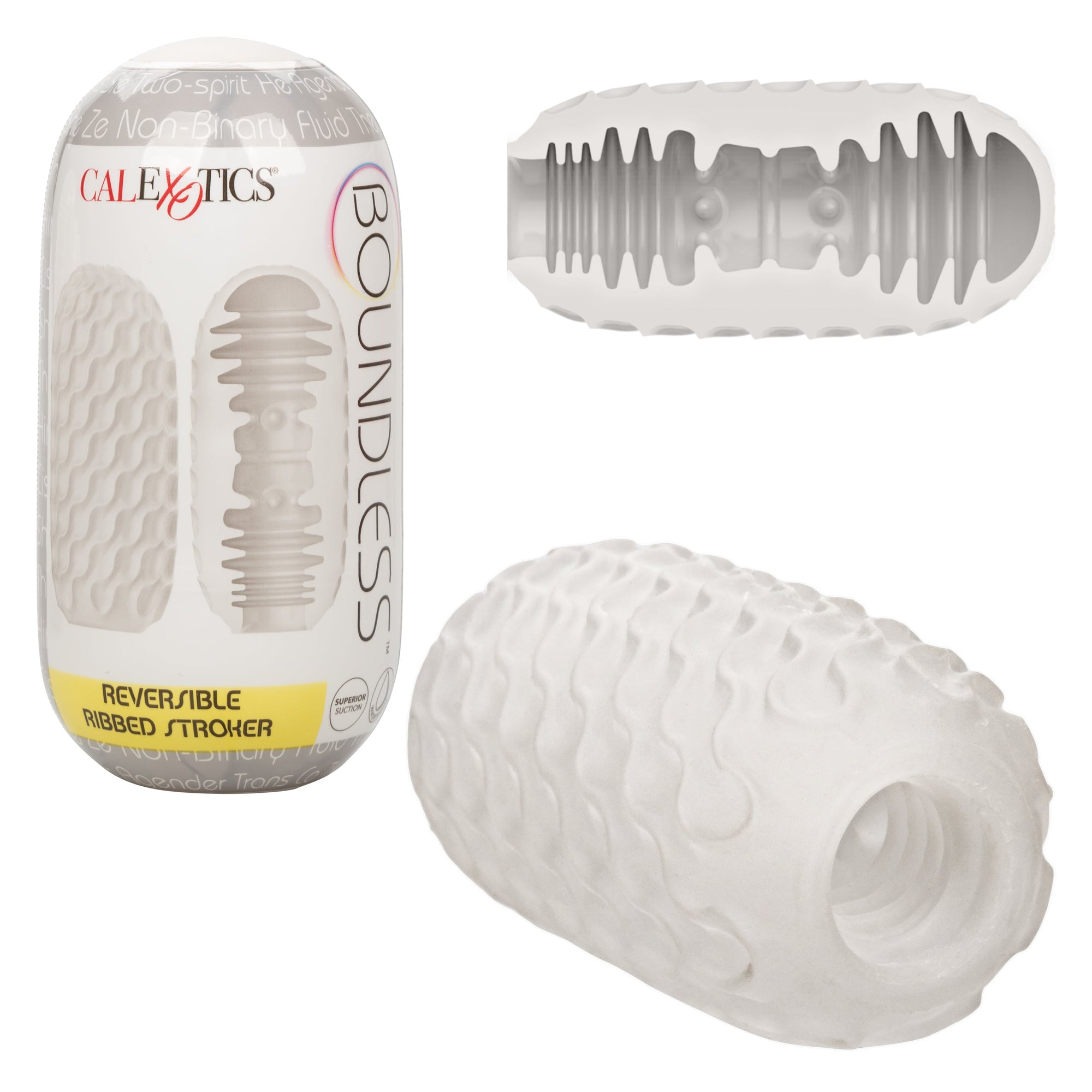 California Exotics - Boundless Reversible Ribbed Soft Stroker (White) -  Masturbator Soft Stroker (Non Vibration)  Durio.sg