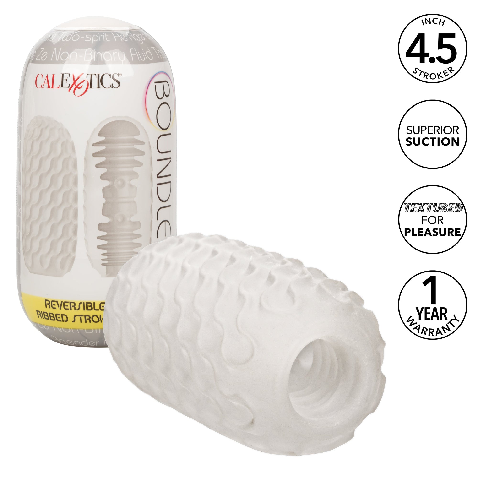 California Exotics - Boundless Reversible Ribbed Soft Stroker (White) -  Masturbator Soft Stroker (Non Vibration)  Durio.sg