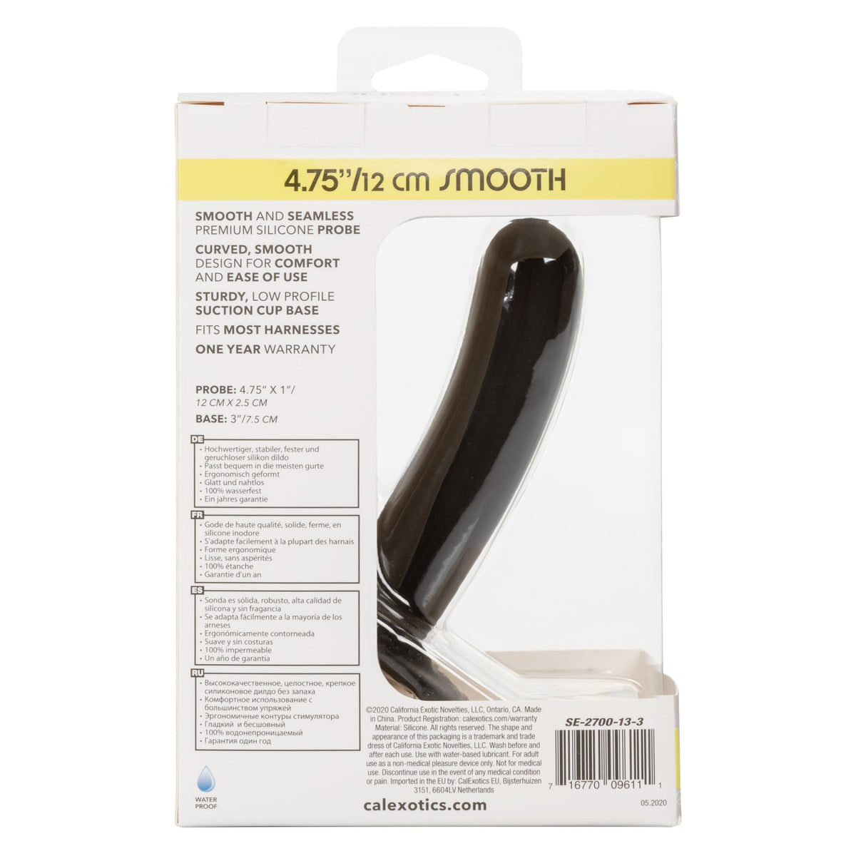 California Exotics - Boundless Smooth Pegging Probe Strap on Dildo 4.75" (Black) -  Non Realistic Dildo with suction cup (Non Vibration)  Durio.sg