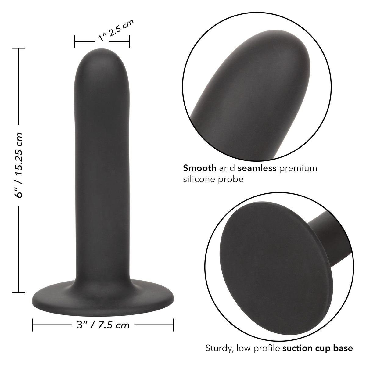 California Exotics - Boundless Smooth Pegging Probe Strap on Dildo 6" (Black) -  Non Realistic Dildo with suction cup (Non Vibration)  Durio.sg