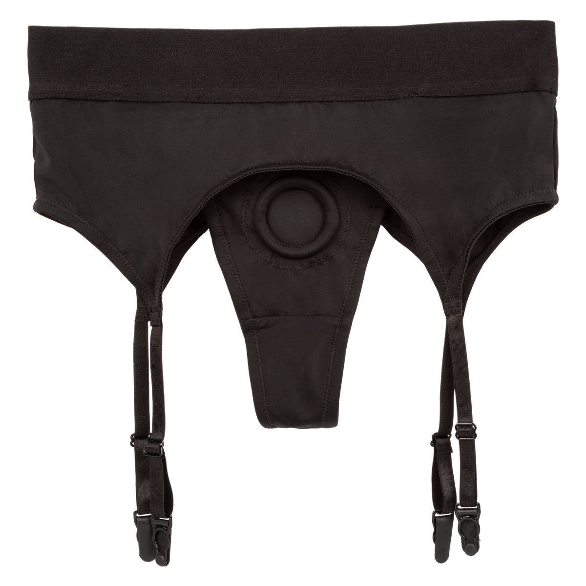 California Exotics - Boundless Thong with Garter Strap On S/M (Black) -  Strap On w/o Dildo  Durio.sg