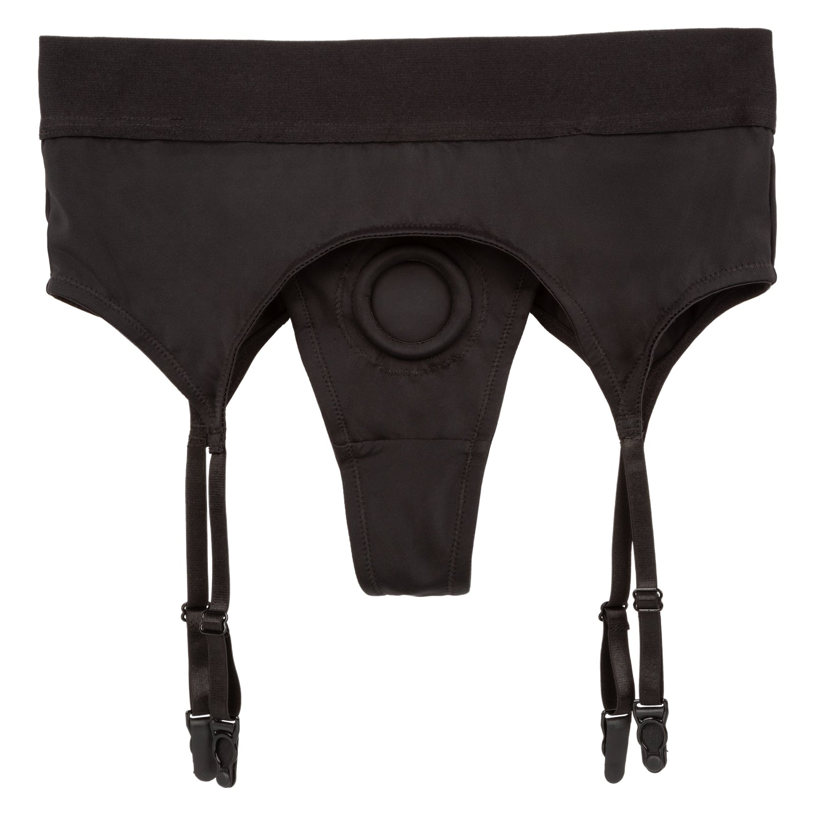 California Exotics - Boundless Thong with Garter Strap On S/M (Black) -  Strap On w/o Dildo  Durio.sg