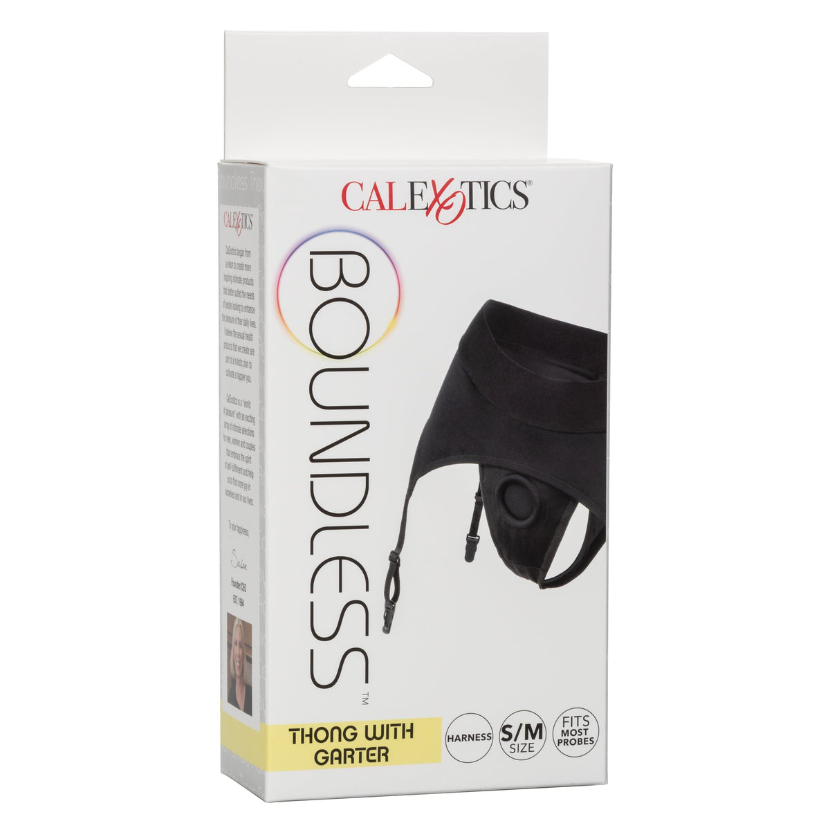 California Exotics - Boundless Thong with Garter Strap On S/M (Black) -  Strap On w/o Dildo  Durio.sg