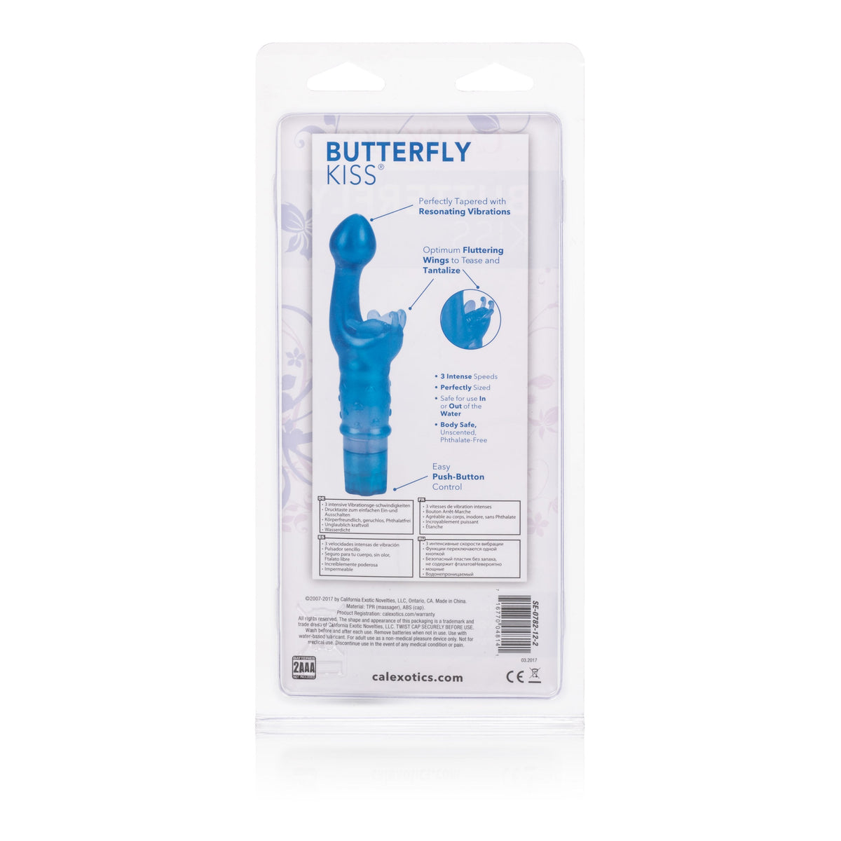 California Exotics - Butterfly Kiss Clit Massager (Blue) -  Clit Massager (Vibration) Non Rechargeable  Durio.sg