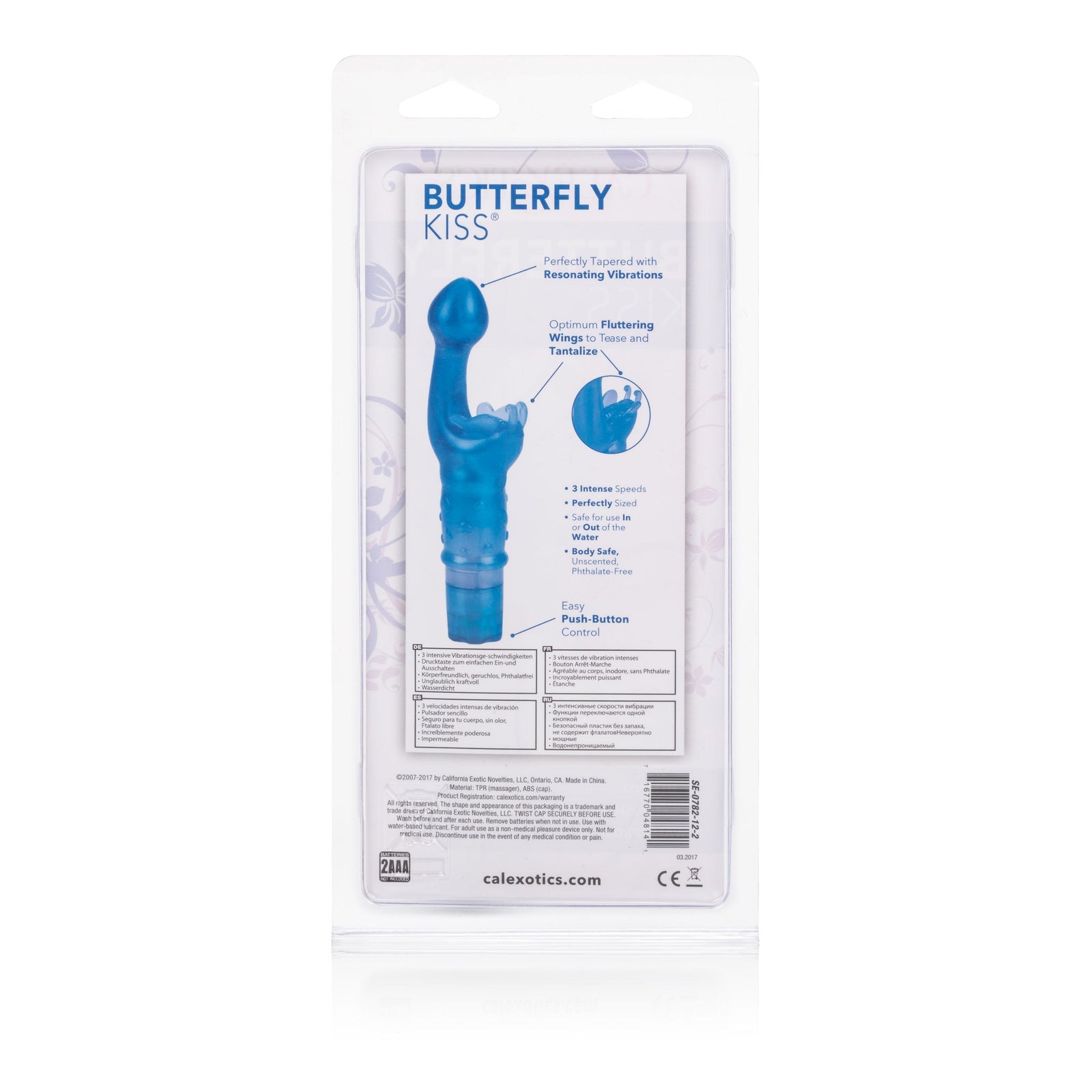 California Exotics - Butterfly Kiss Clit Massager (Blue) -  Clit Massager (Vibration) Non Rechargeable  Durio.sg
