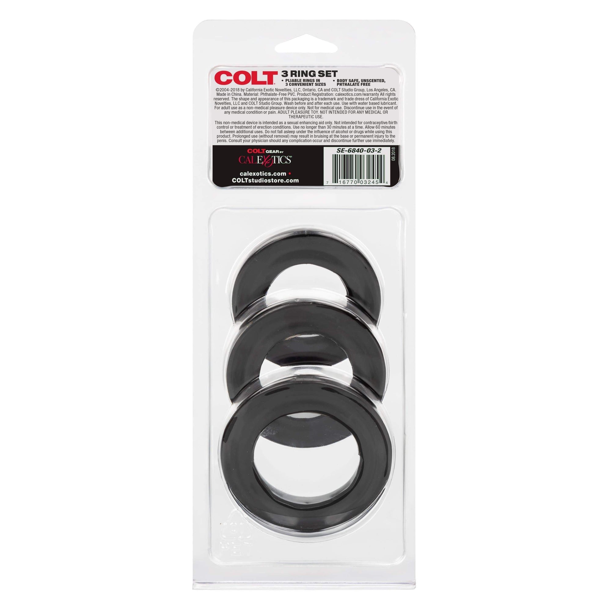 California Exotics - COLT 3 Cock Ring Set (Black) -  Cock Ring (Non Vibration)  Durio.sg