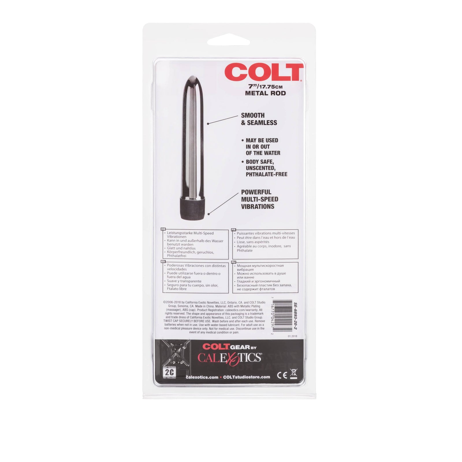 California Exotics - COLT Metal Rod Vibrator 7" (Silver) -  Non Realistic Dildo w/o suction cup (Vibration) Non Rechargeable  Durio.sg