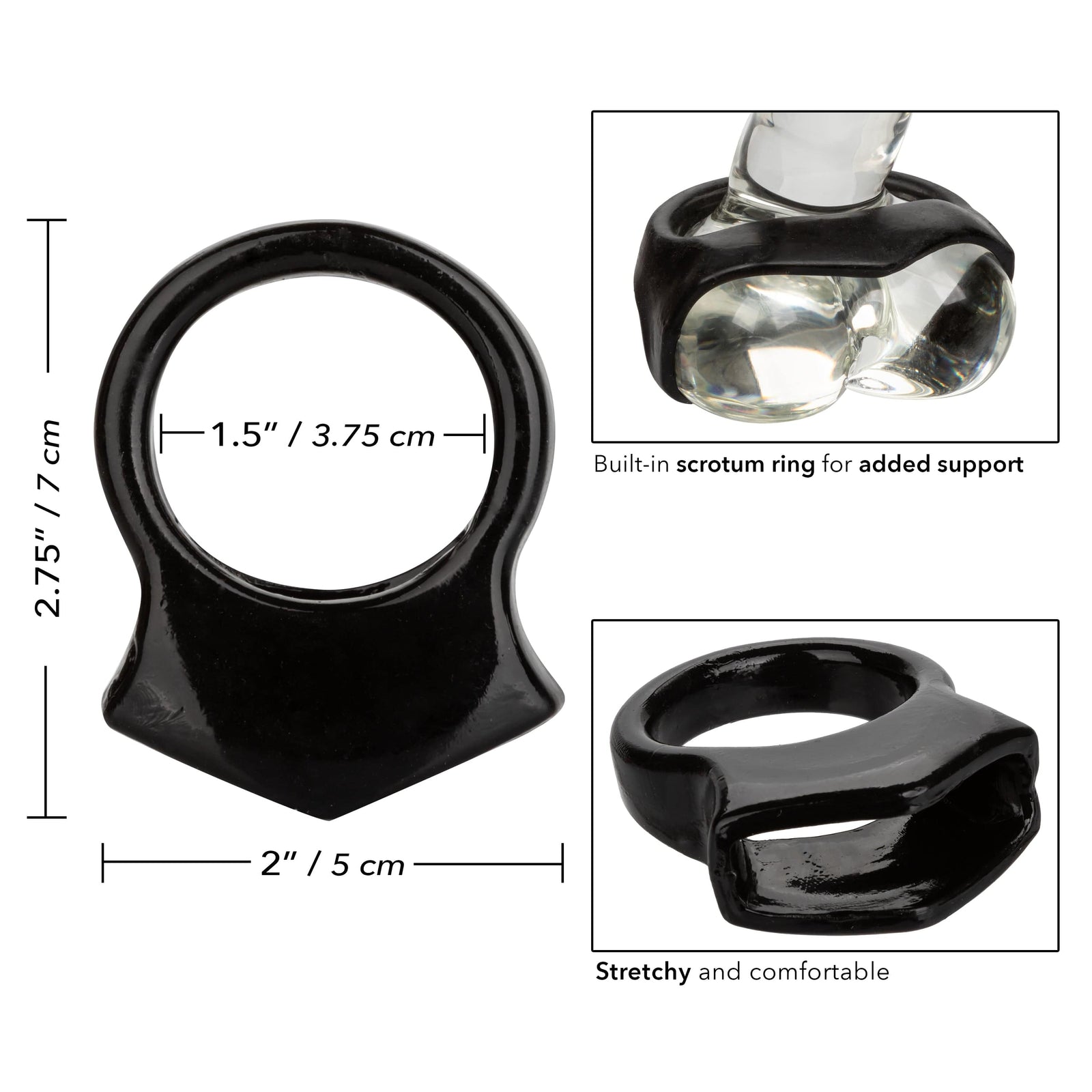 California Exotics - COLT Snug Grip Dual Support Cock Ring (Black) -  Rubber Cock Ring (Non Vibration)  Durio.sg