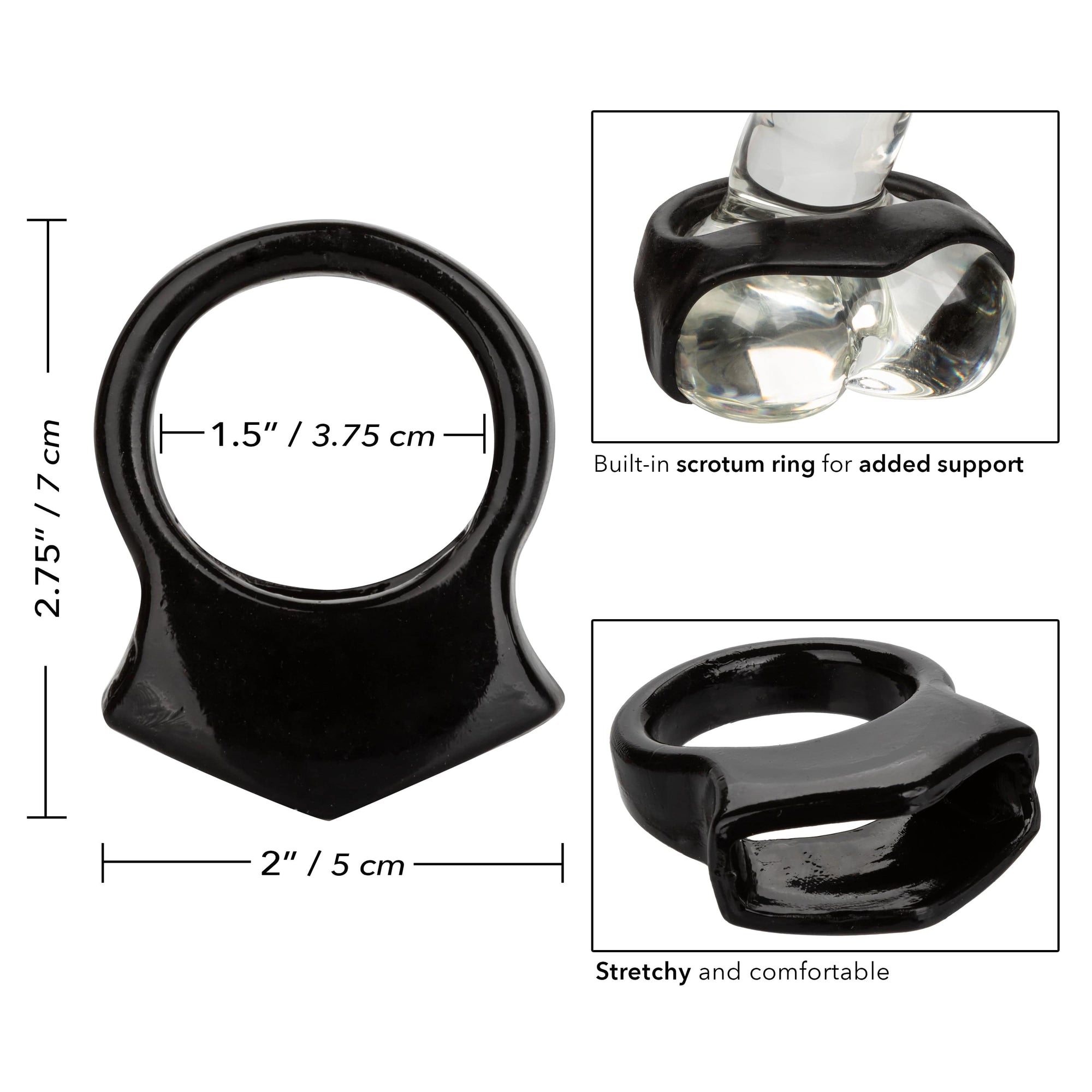 California Exotics - COLT Snug Grip Dual Support Cock Ring (Black) -  Rubber Cock Ring (Non Vibration)  Durio.sg