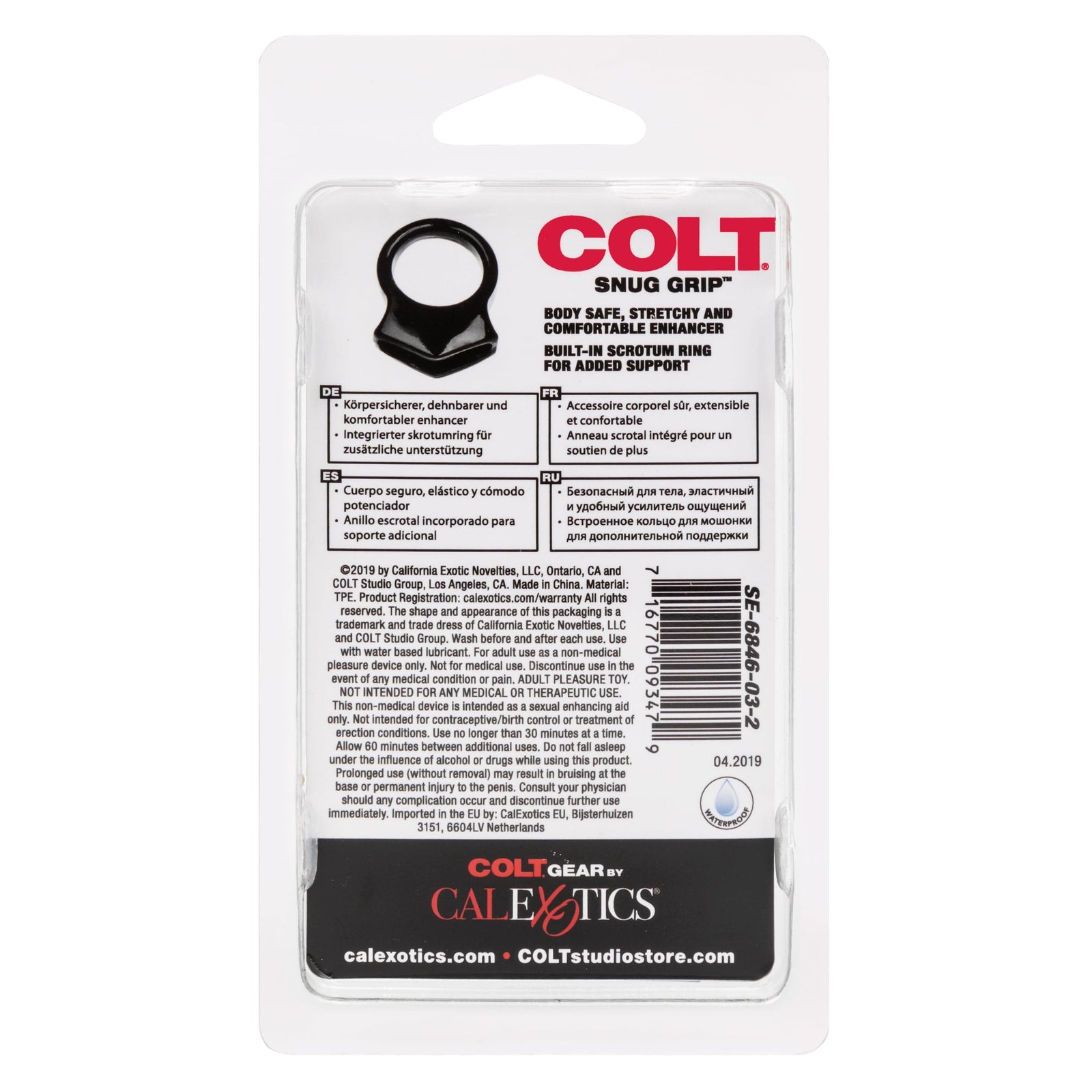 California Exotics - COLT Snug Grip Dual Support Cock Ring (Black) -  Rubber Cock Ring (Non Vibration)  Durio.sg