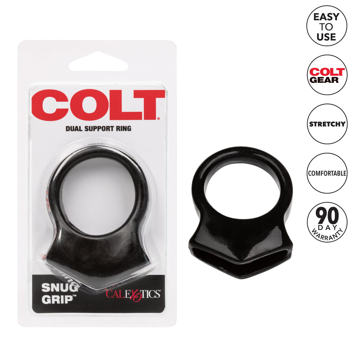 California Exotics - COLT Snug Grip Dual Support Cock Ring (Black) -  Rubber Cock Ring (Non Vibration)  Durio.sg