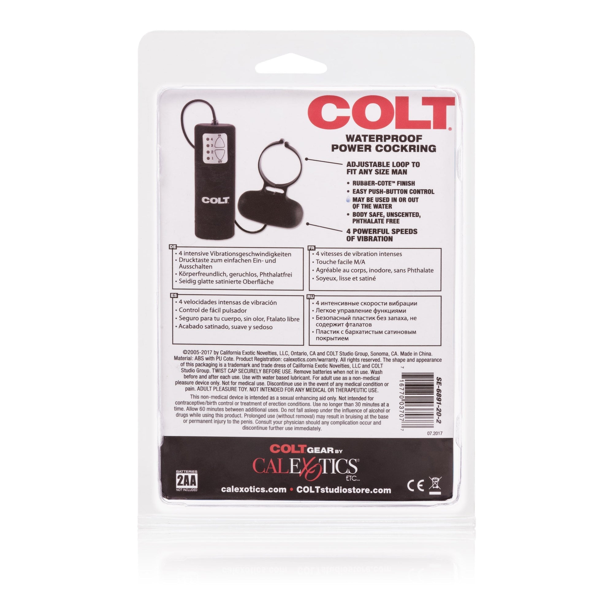 California Exotics - COLT Waterproof Power Cock Ring (Black) -  Remote Control Cock Ring (Vibration) Non Rechargeable  Durio.sg