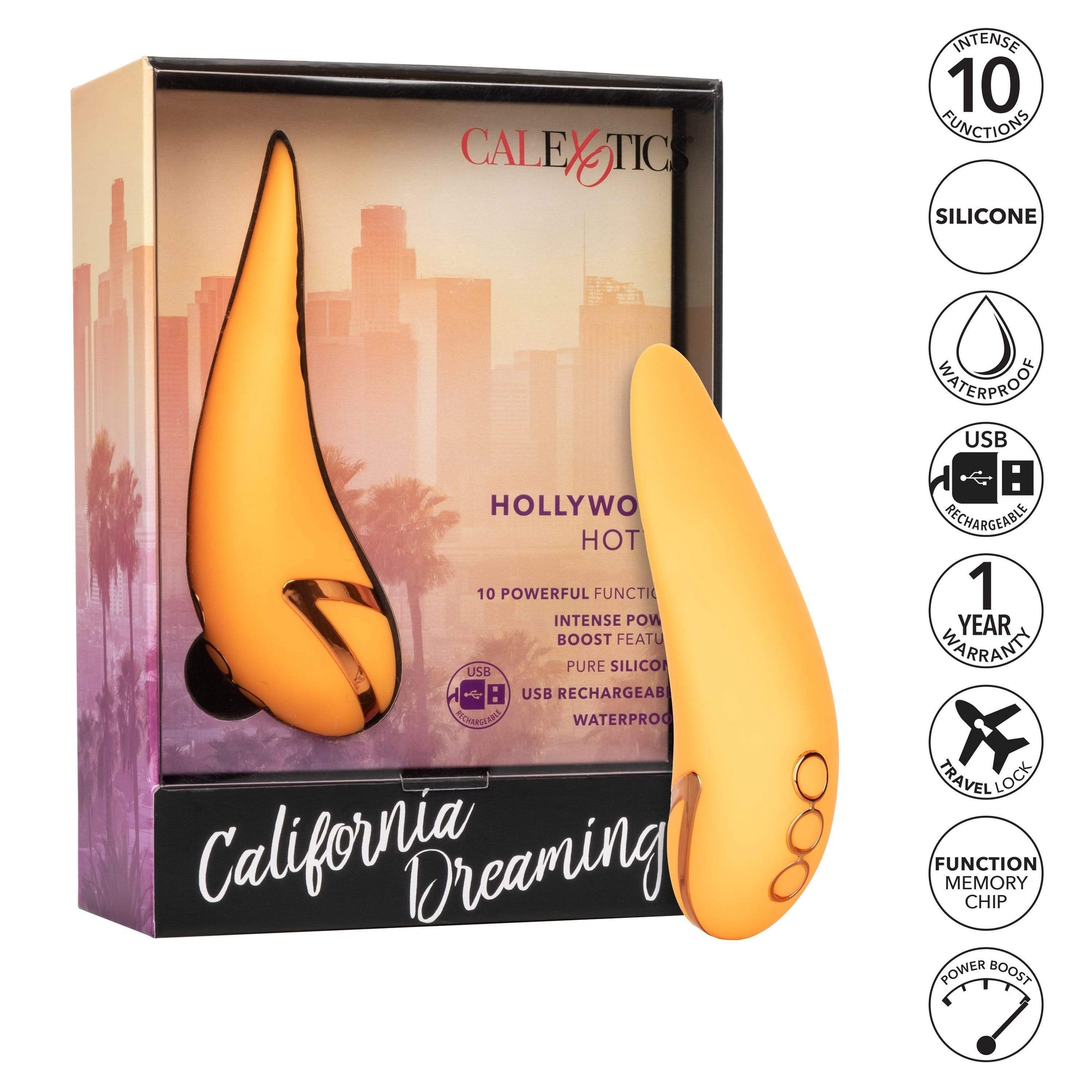 California Exotics - California Dreaming Hollywood Hottie Clit Massager (Yellow) -  Clit Massager (Vibration) Rechargeable  Durio.sg