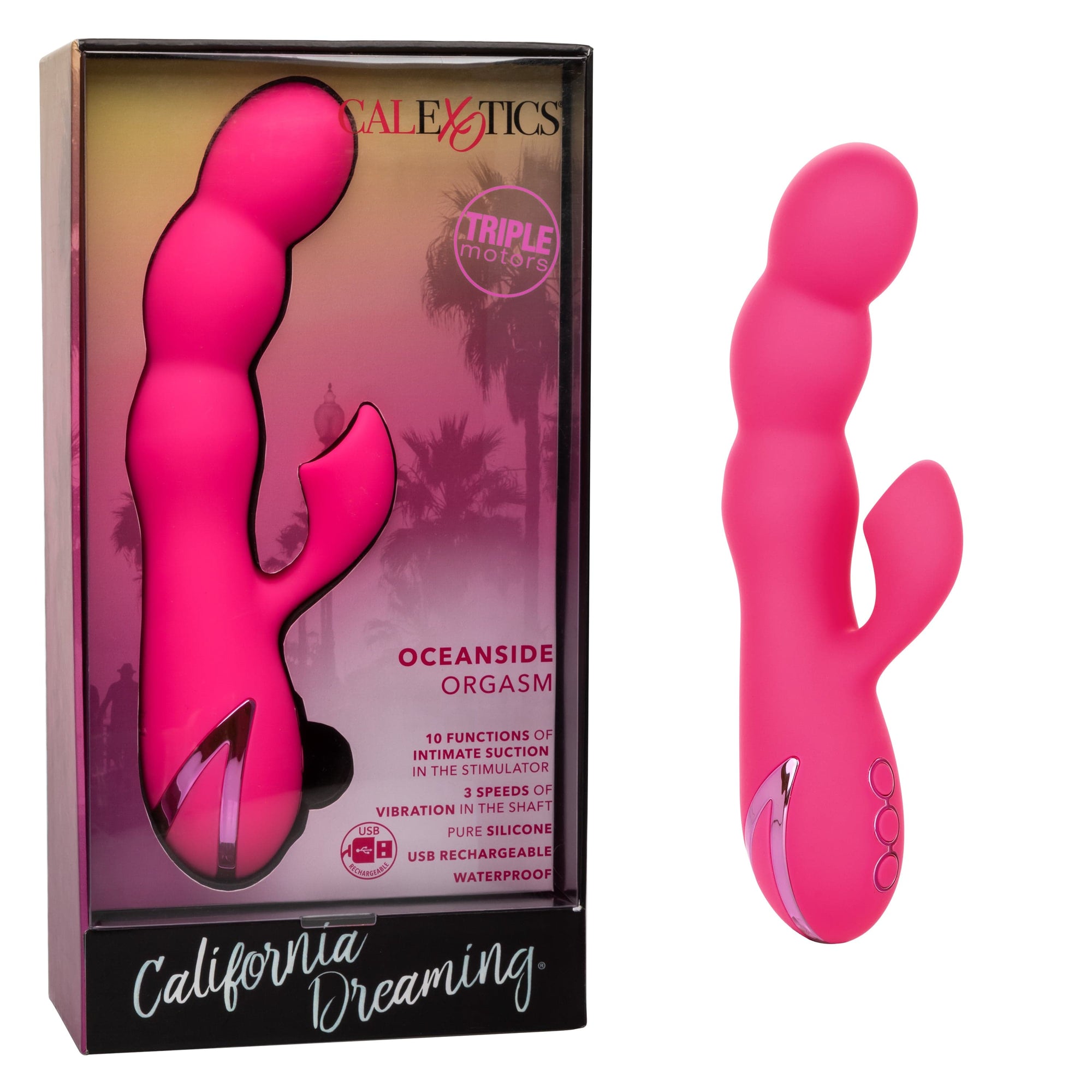 California Exotics - California Dreaming Oceanside Orgasm Suction Rabbit Vibrator (Pink) -  Rabbit Dildo (Vibration) Rechargeable  Durio.sg