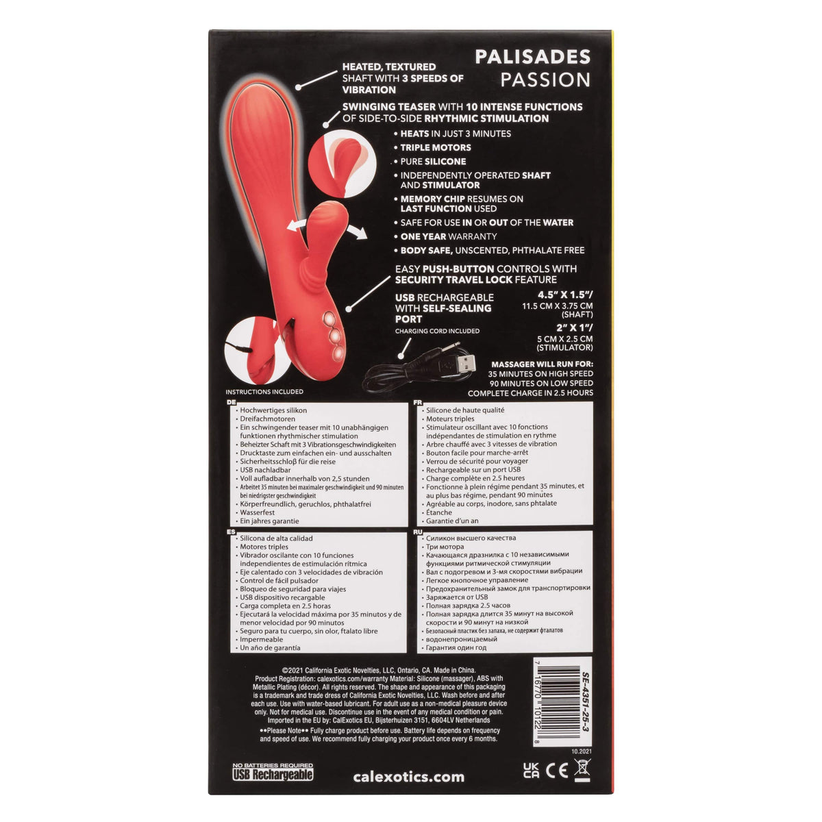California Exotics - California Dreaming Palisades Passion Heat Swing Rabbit Vibrator (Red) -  Rabbit Dildo (Vibration) Rechargeable  Durio.sg
